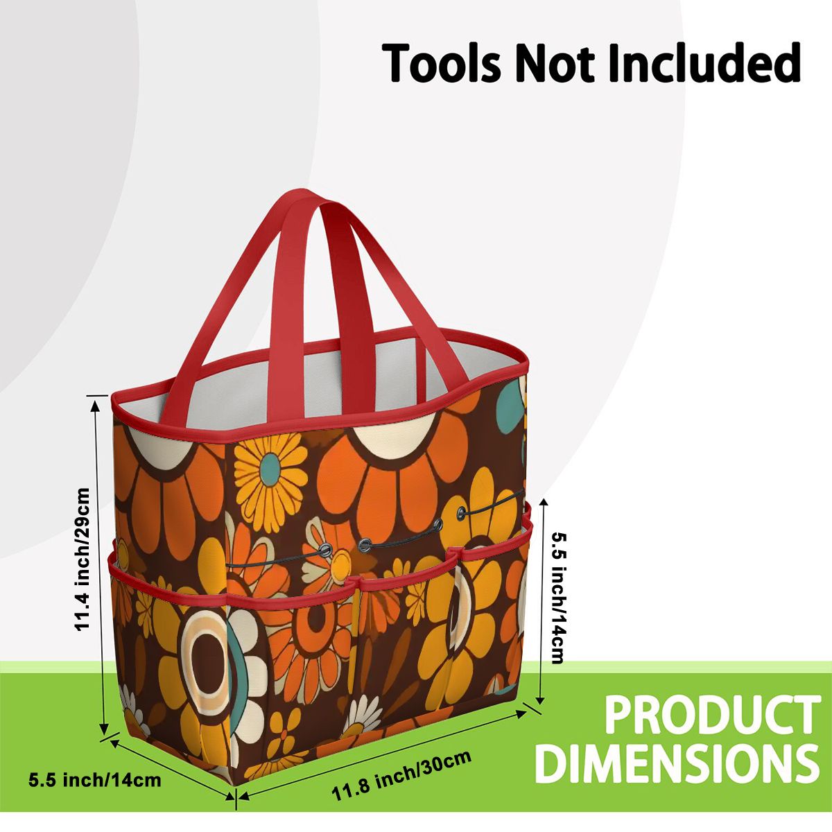 Kate McEnroe New York Retro Orange Brown Groovy Hippie Flower 70s Garden Tool BagGarden Tool BagN9FGDGKJ9m