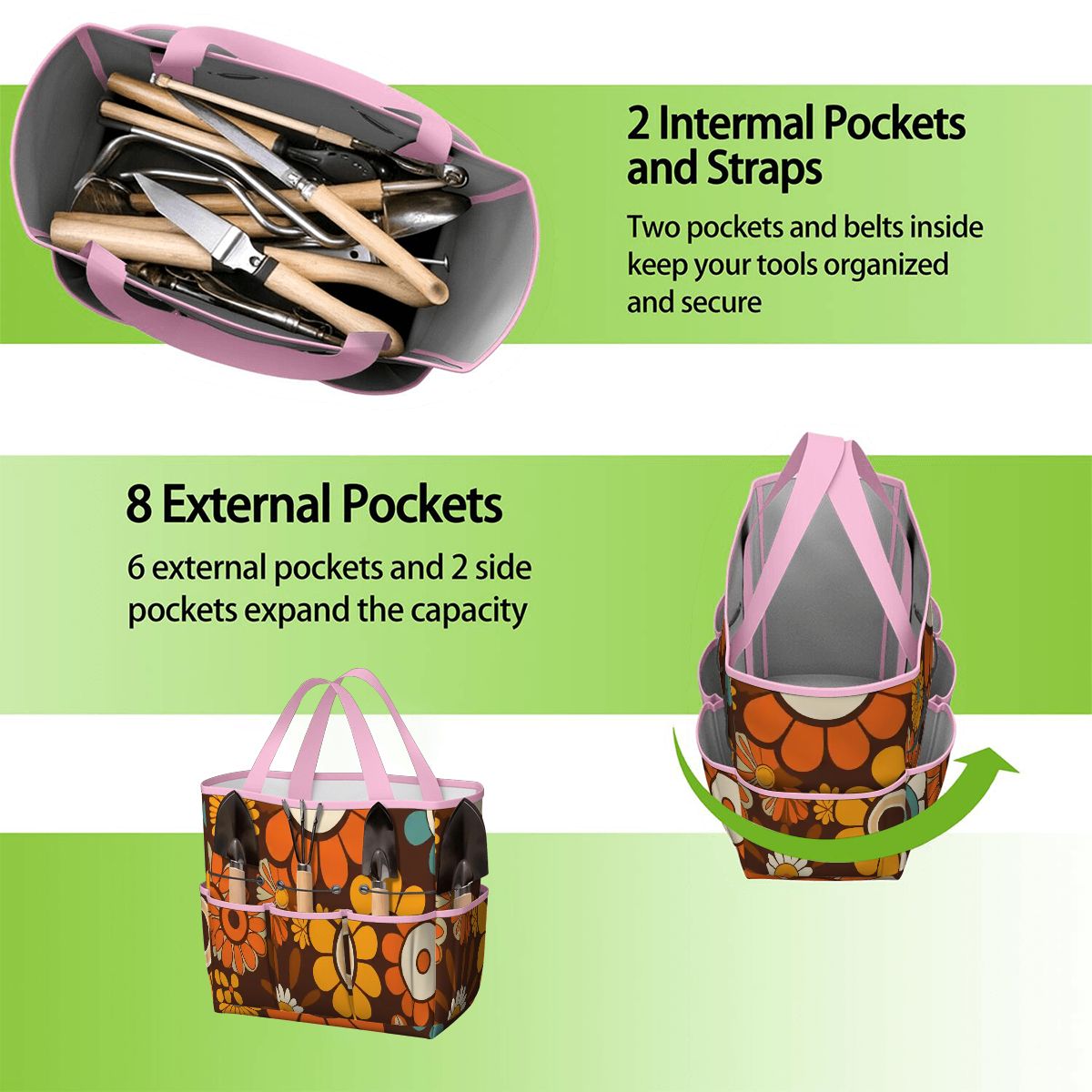 Kate McEnroe New York Retro Orange Brown Groovy Hippie Flower 70s Garden Tool BagGarden Tool BagN9FGDGKJ9m