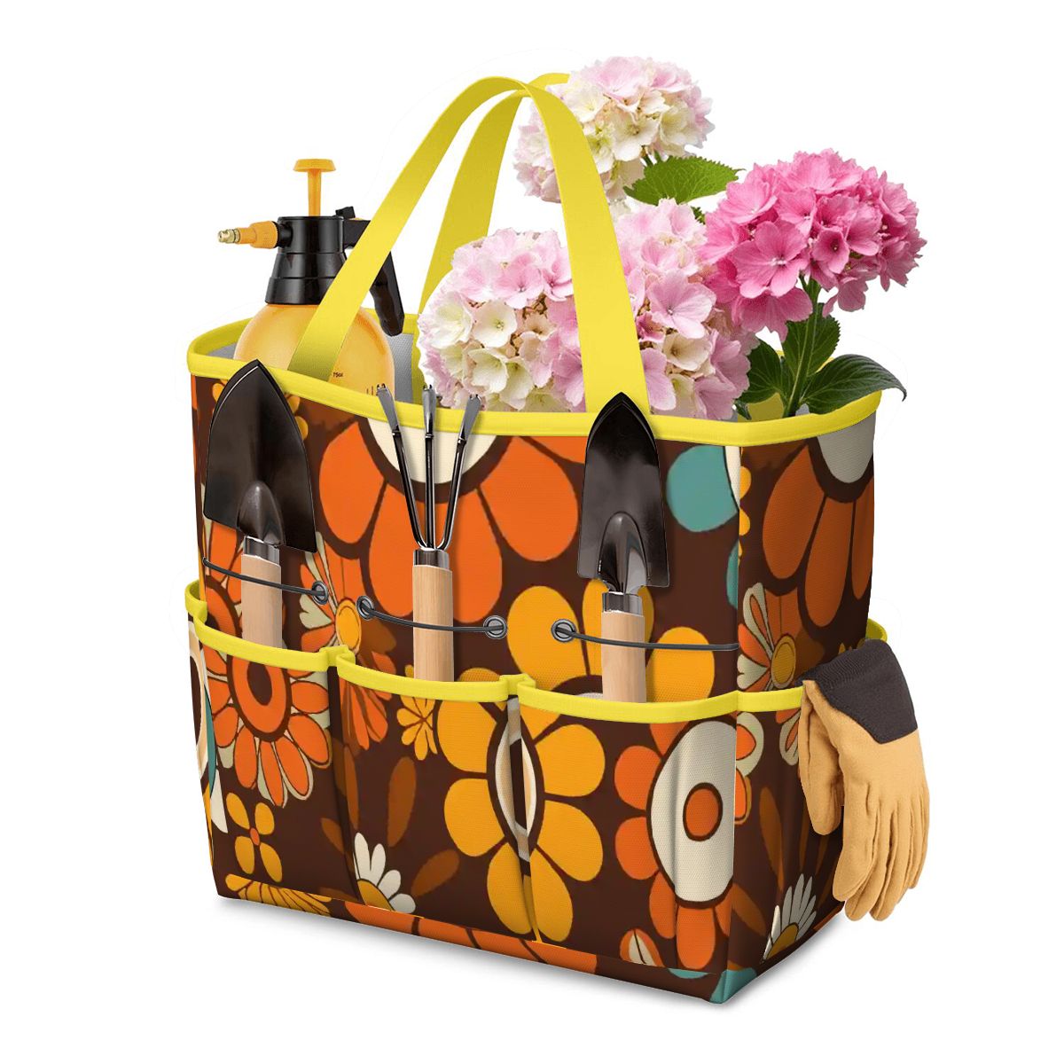 Kate McEnroe New York Retro Orange Brown Groovy Hippie Flower 70s Garden Tool BagGarden Tool BagN9FGDGKJ9m