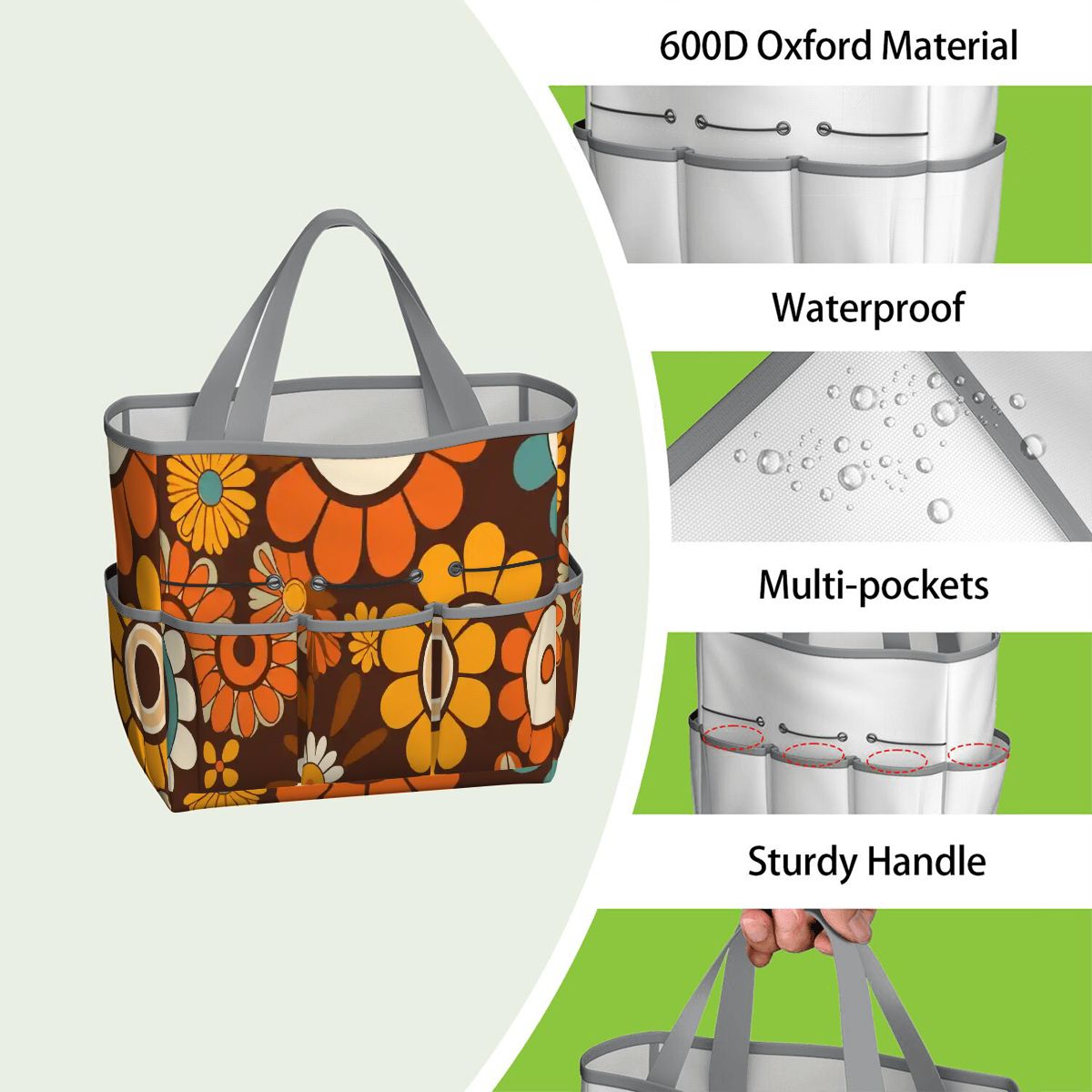 Kate McEnroe New York Retro Orange Brown Groovy Hippie Flower 70s Garden Tool BagGarden Tool BagN9FGDGKJ9m