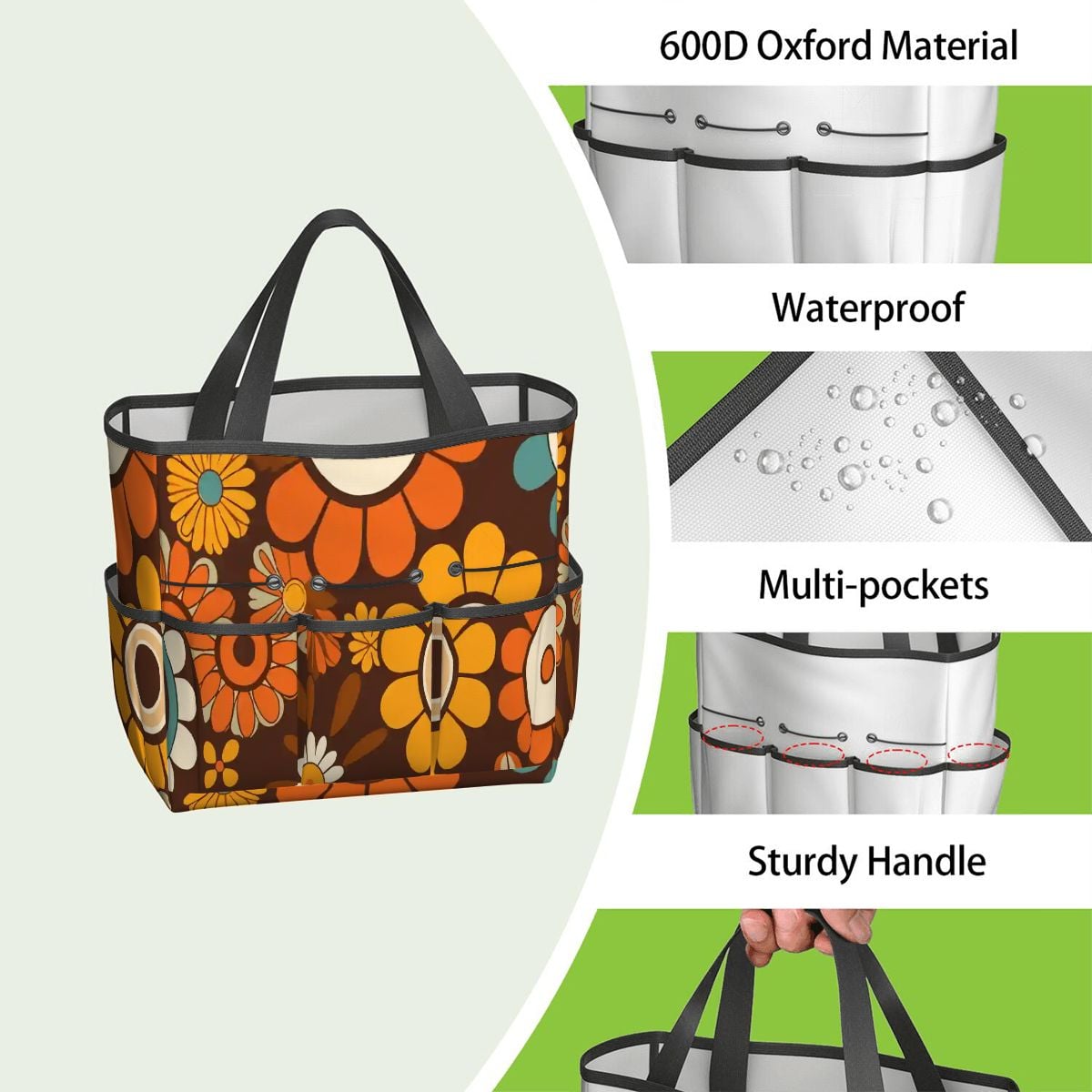 Kate McEnroe New York Retro Orange Brown Groovy Hippie Flower 70s Garden Tool BagGarden Tool BagN9FGDGKJ9m