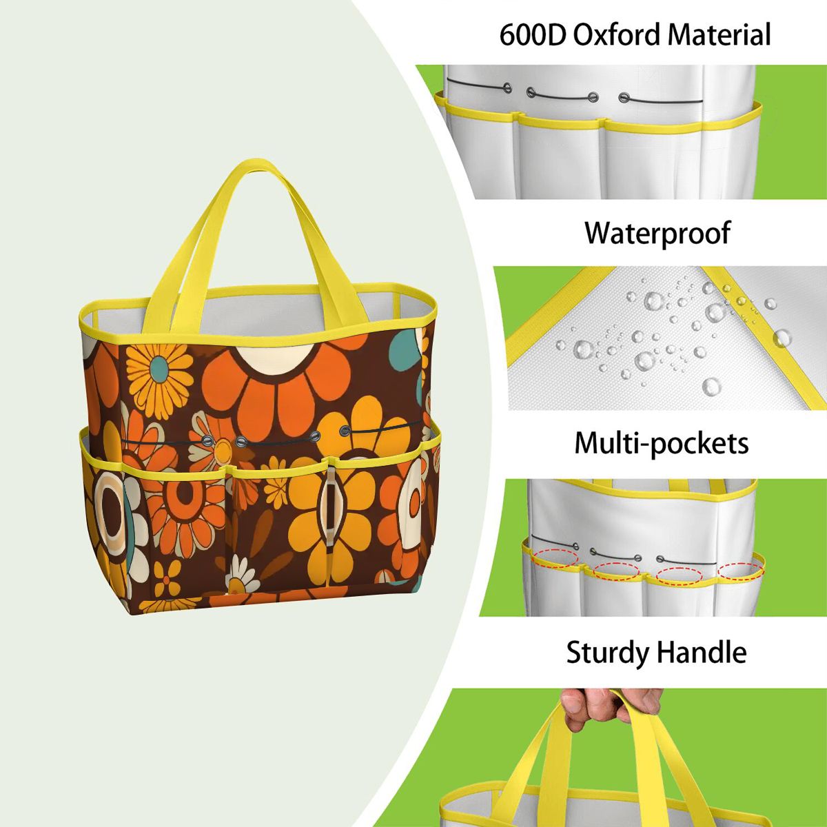 Kate McEnroe New York Retro Orange Brown Groovy Hippie Flower 70s Garden Tool BagGarden Tool BagN9FGDGKJ9m