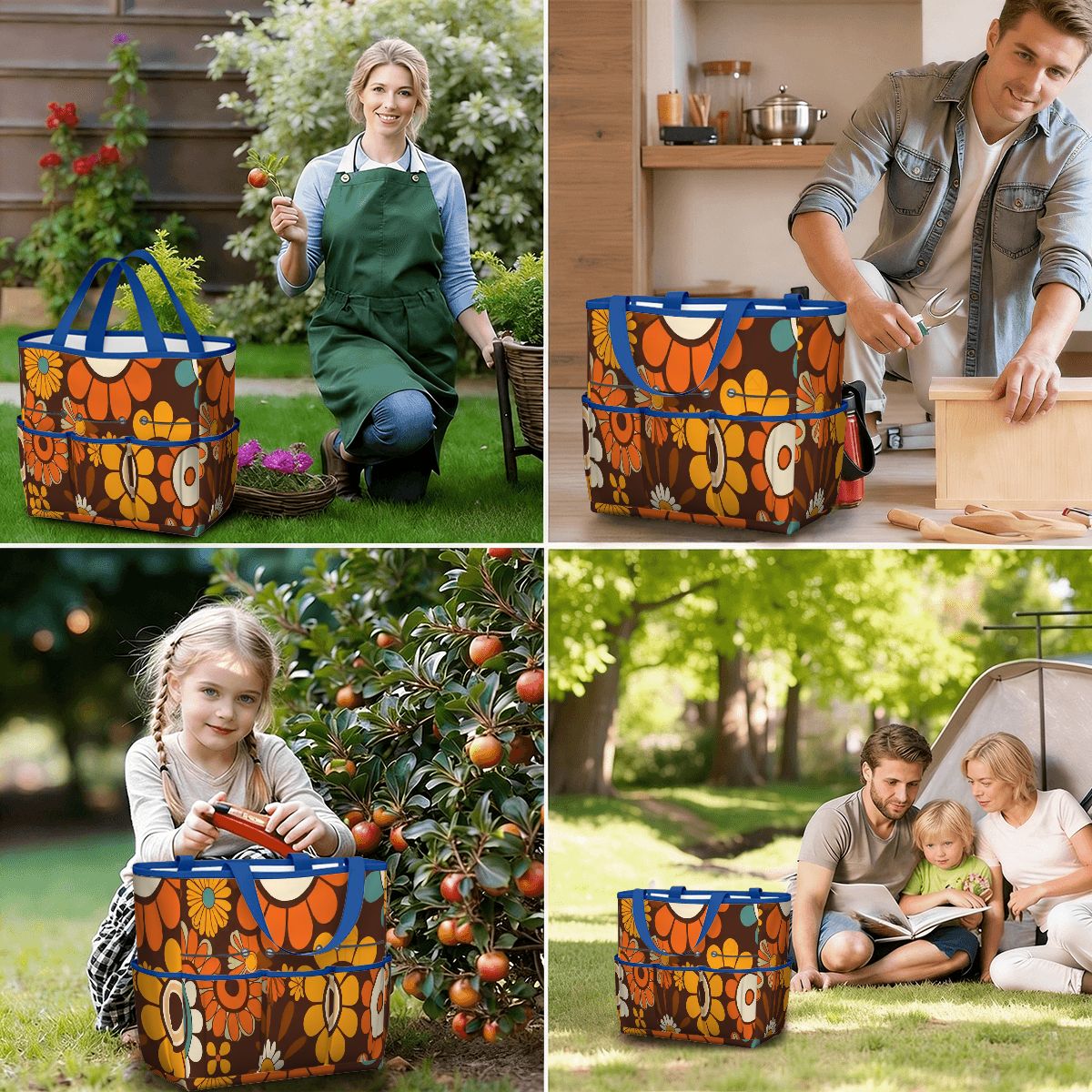 Kate McEnroe New York Retro Orange Brown Groovy Hippie Flower 70s Garden Tool BagGarden Tool BagN9FGDGKJ9m