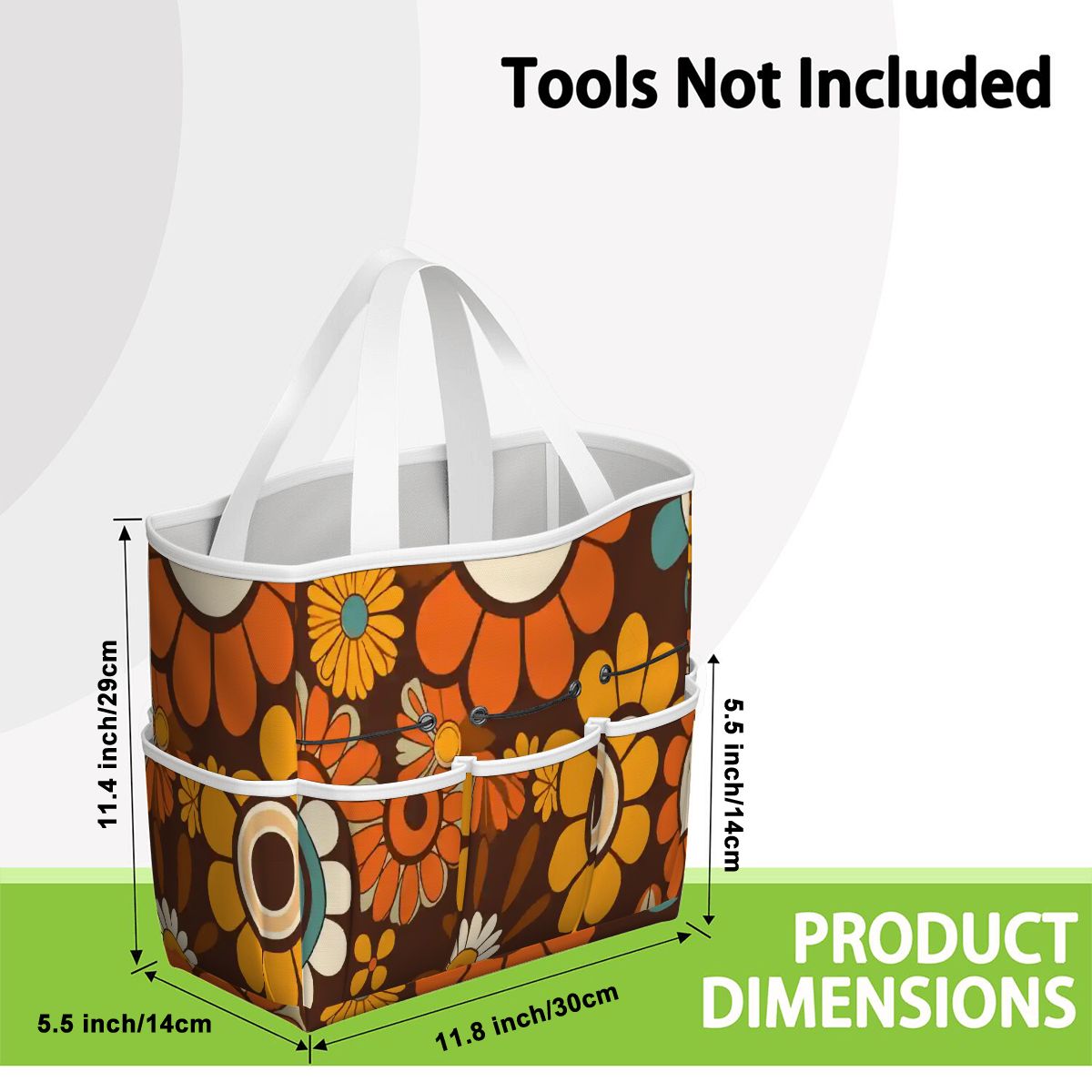 Kate McEnroe New York Retro Orange Brown Groovy Hippie Flower 70s Garden Tool BagGarden Tool BagN9FGDGKJ9m