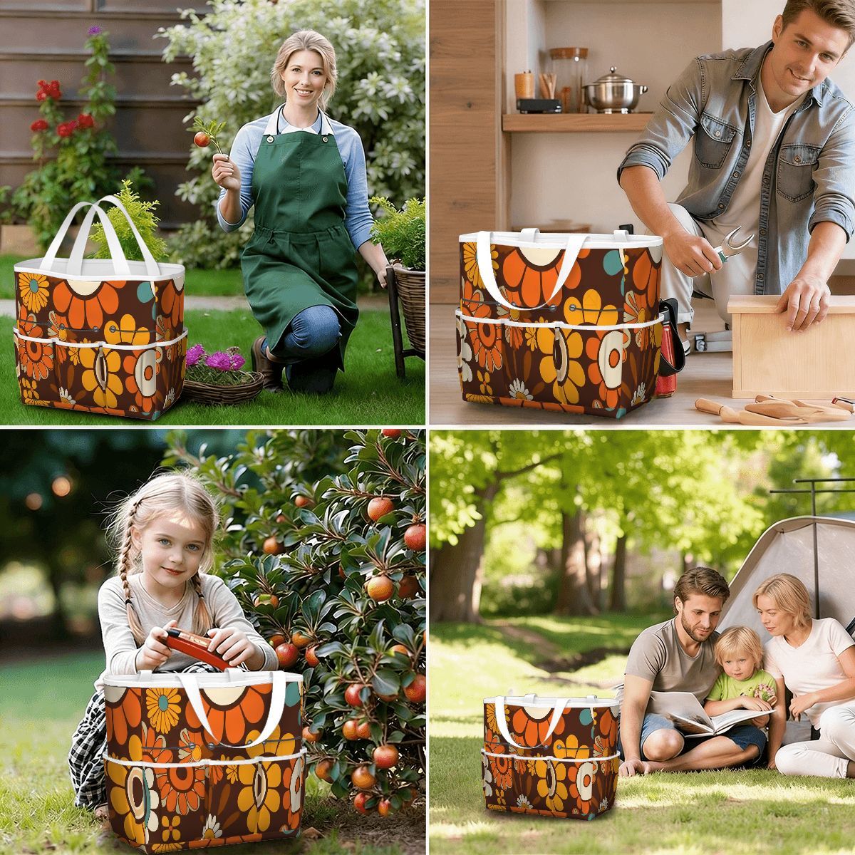 Kate McEnroe New York Retro Orange Brown Groovy Hippie Flower 70s Garden Tool BagGarden Tool BagN9FGDGKJ9m