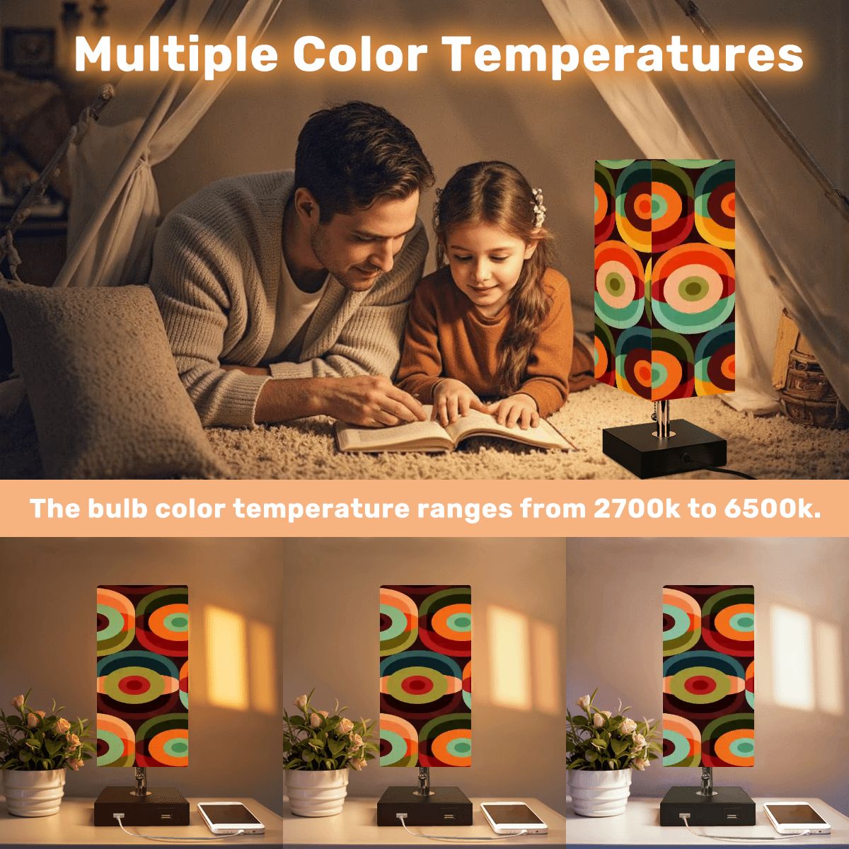 Kate McEnroe New York Retro Orb Mid Century Modern Square Table Lamp with USB ChargingTable LampsSU56shXhop