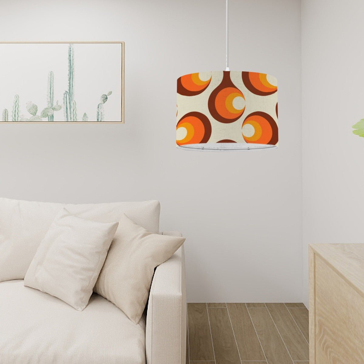 Kate McEnroe New York Retro Orb Pendant Lamp, 70s Style Geometric Lighting, Mid Century Modern Hanging Light Fixture, Vintage Orange Brown Circle Design LampCeiling LightingR7EdohRO8X