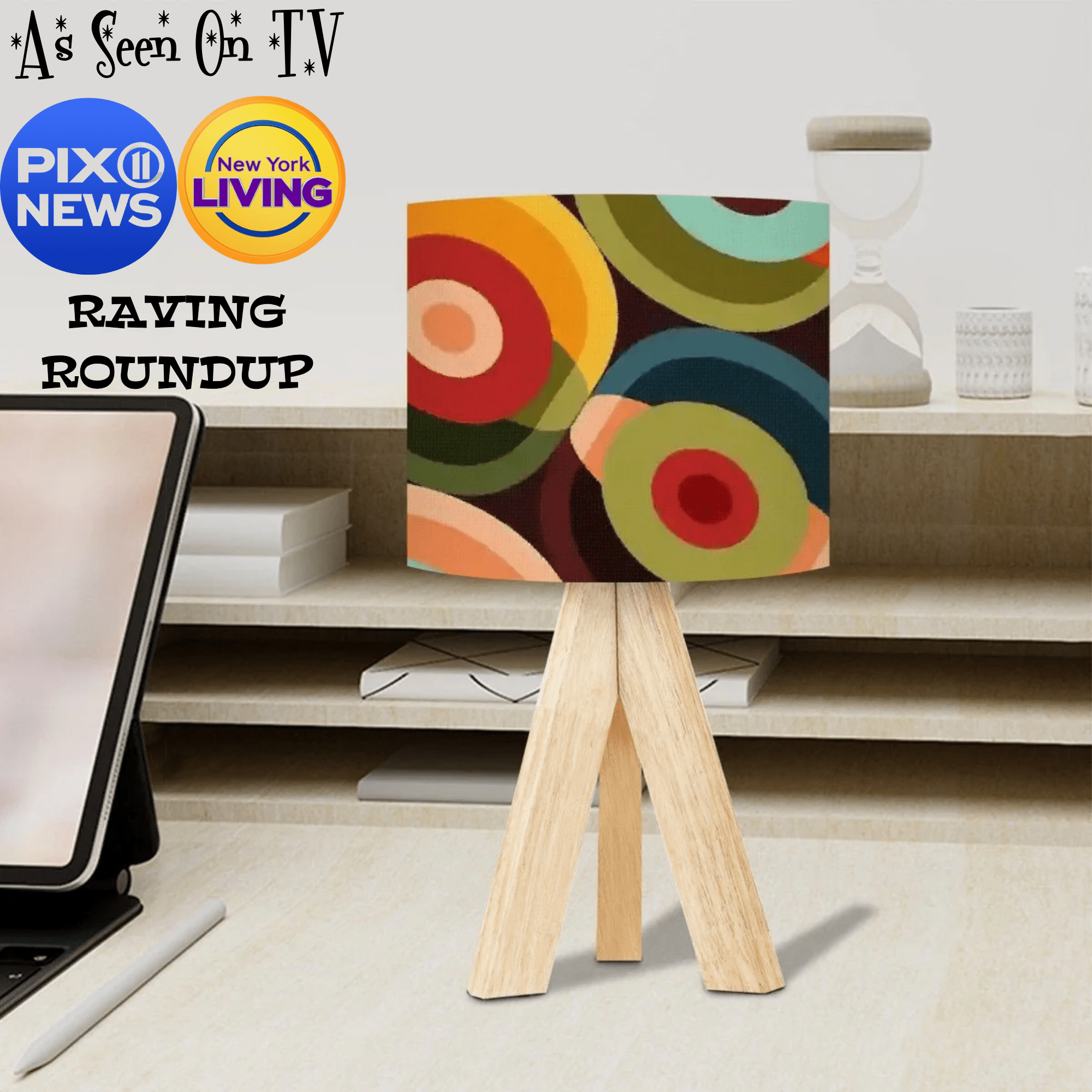 Kate McEnroe New York Retro Orbs Mid Century Modern Table Lamp, Vintage 60s Geometric Accent Light, MCM Abstract Tripod Desk LampTable Lamps383lG4azbZ