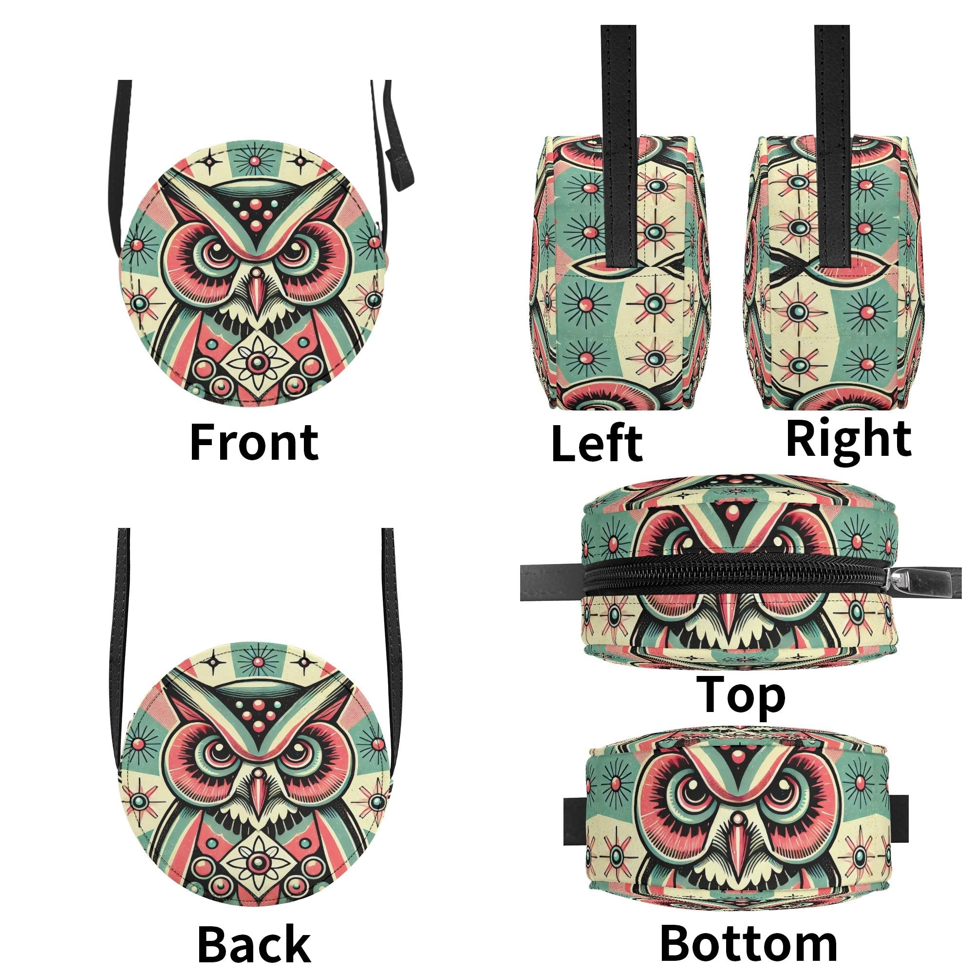 Kate McEnroe New York Retro Owl Round Mini Bag, Mid Century Modern Mod Groovy 60s Shoulder PurseHandbagsY57XV5EW - 1