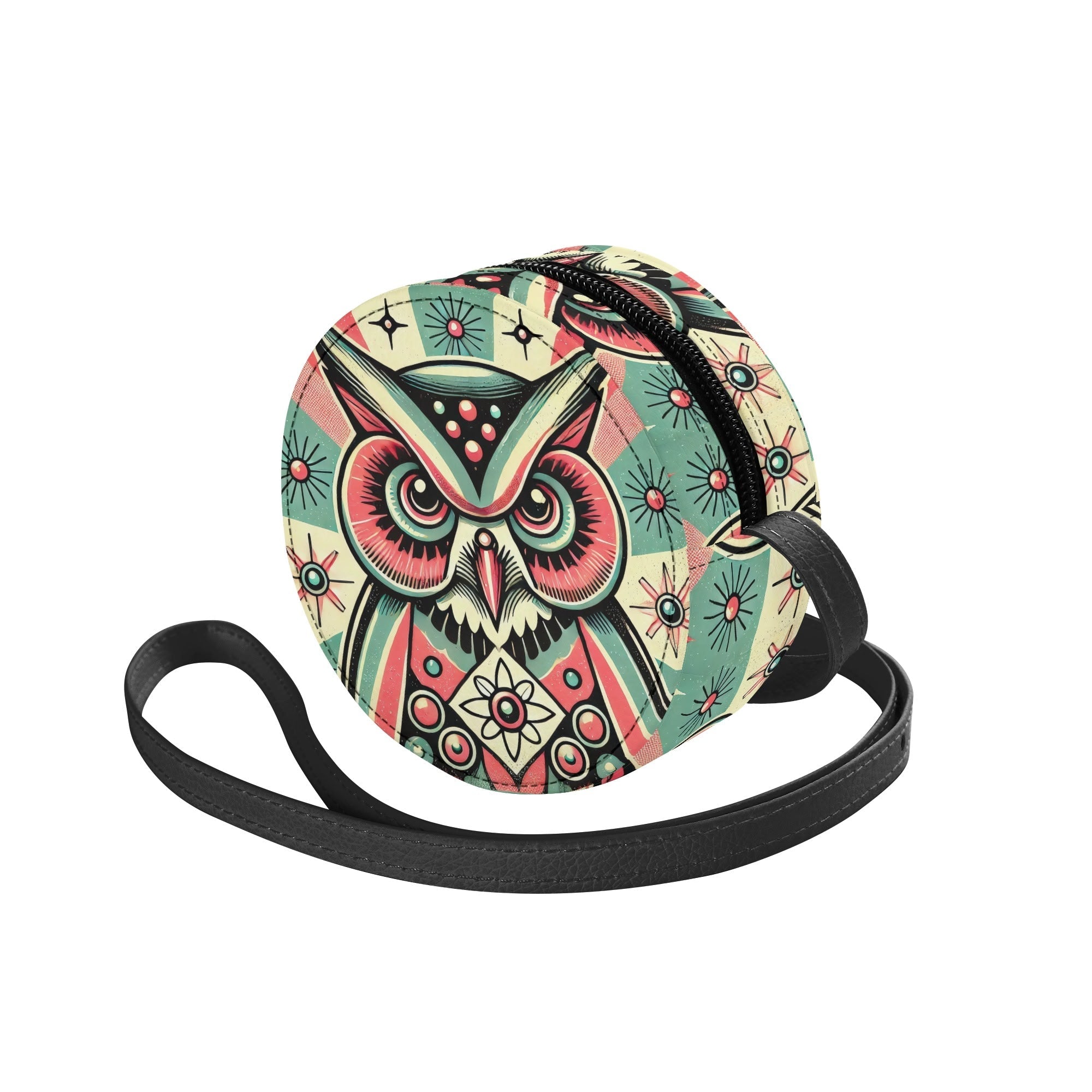 Kate McEnroe New York Retro Owl Round Mini Bag, Mid Century Modern Mod Groovy 60s Shoulder PurseHandbagsY57XV5EW - 1