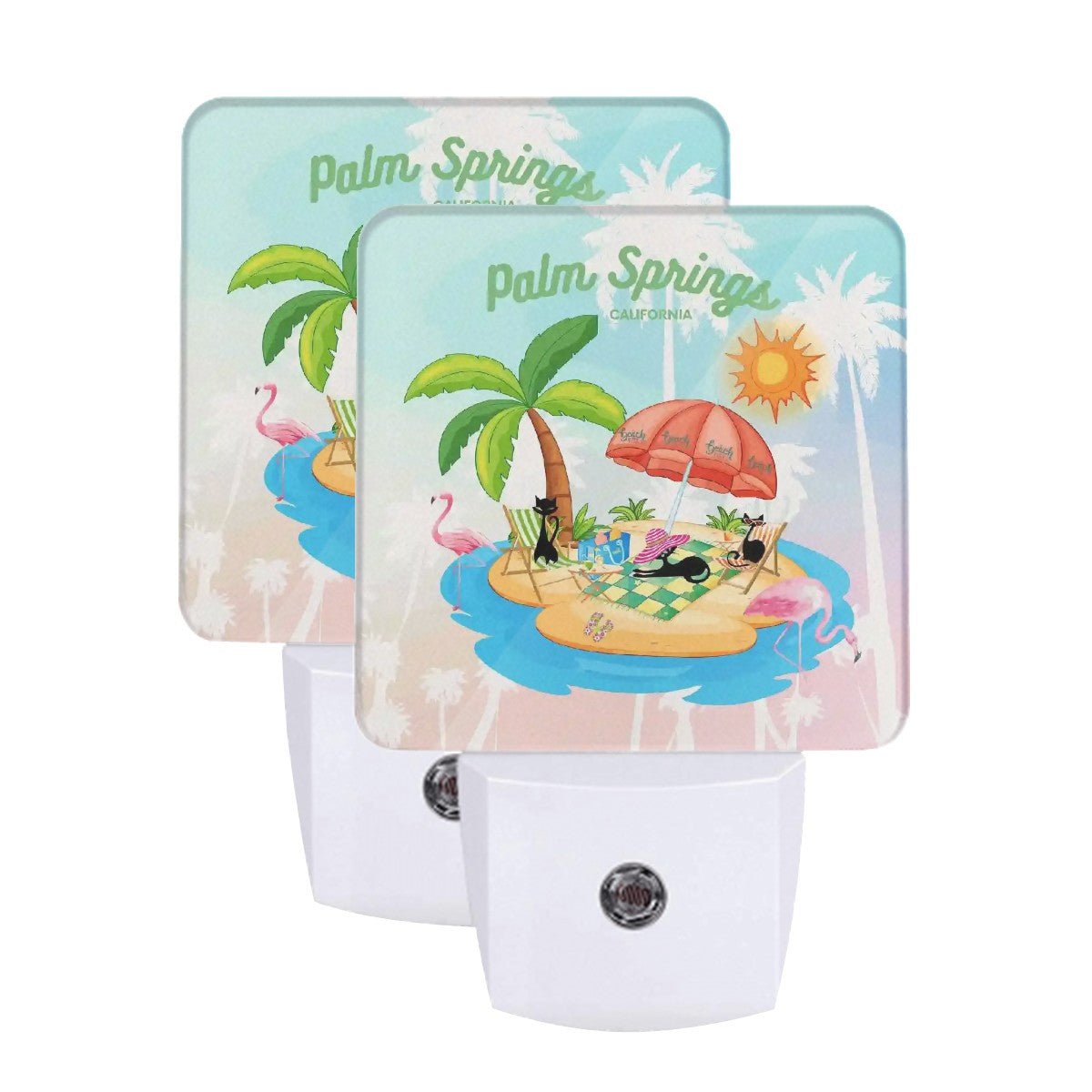 cat palm light Retro Palm Springs Atomic Cat Night Light Set, Mid Century Modern Flamingo Island Decor UK Plug