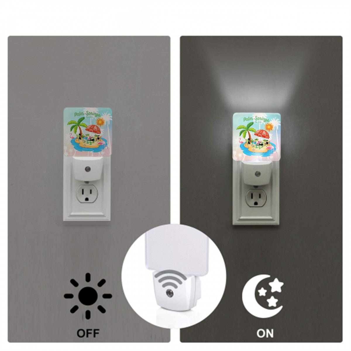 Kate McEnroe New York Retro Palm Springs Atomic Cat Night Light Set, Mid Century Modern Flamingo Island DecorNight LightsFDQMmwar9t