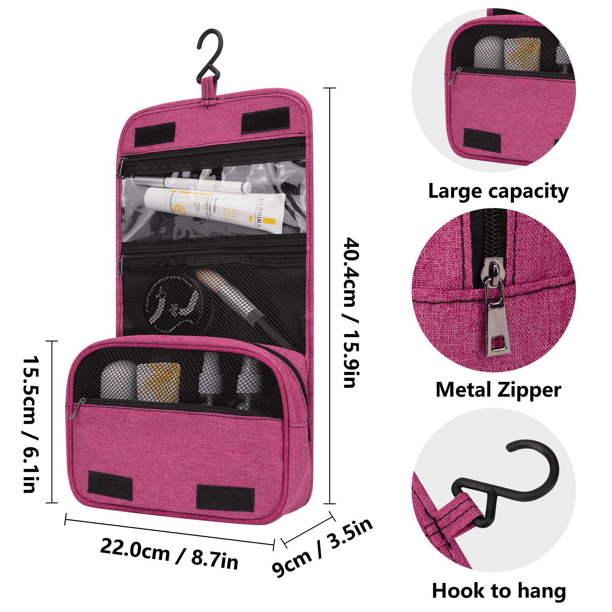 Kate McEnroe New York Retro Poodle Atomic Starburst Cosmetic Travel Bag, Mid Century Modern Toiletry Organizer, 50s Kitsch Hanging Makeup CaseCosmetic & Toiletry BagsNRQ3R2EY - 1