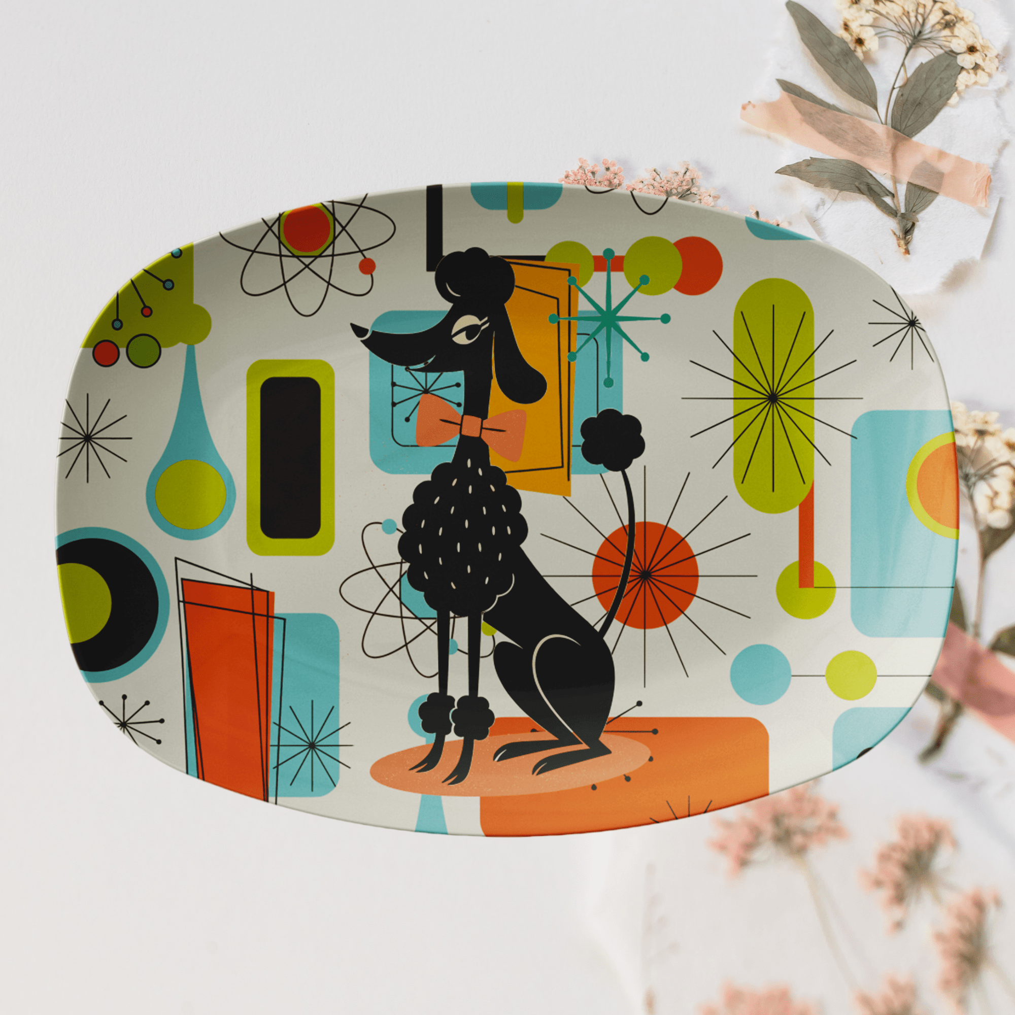 Kate McEnroe New York Retro Poodle Mid Century Modern Platter, 50s Kitsch Serving DishServing PlattersDACHDOGPLT3