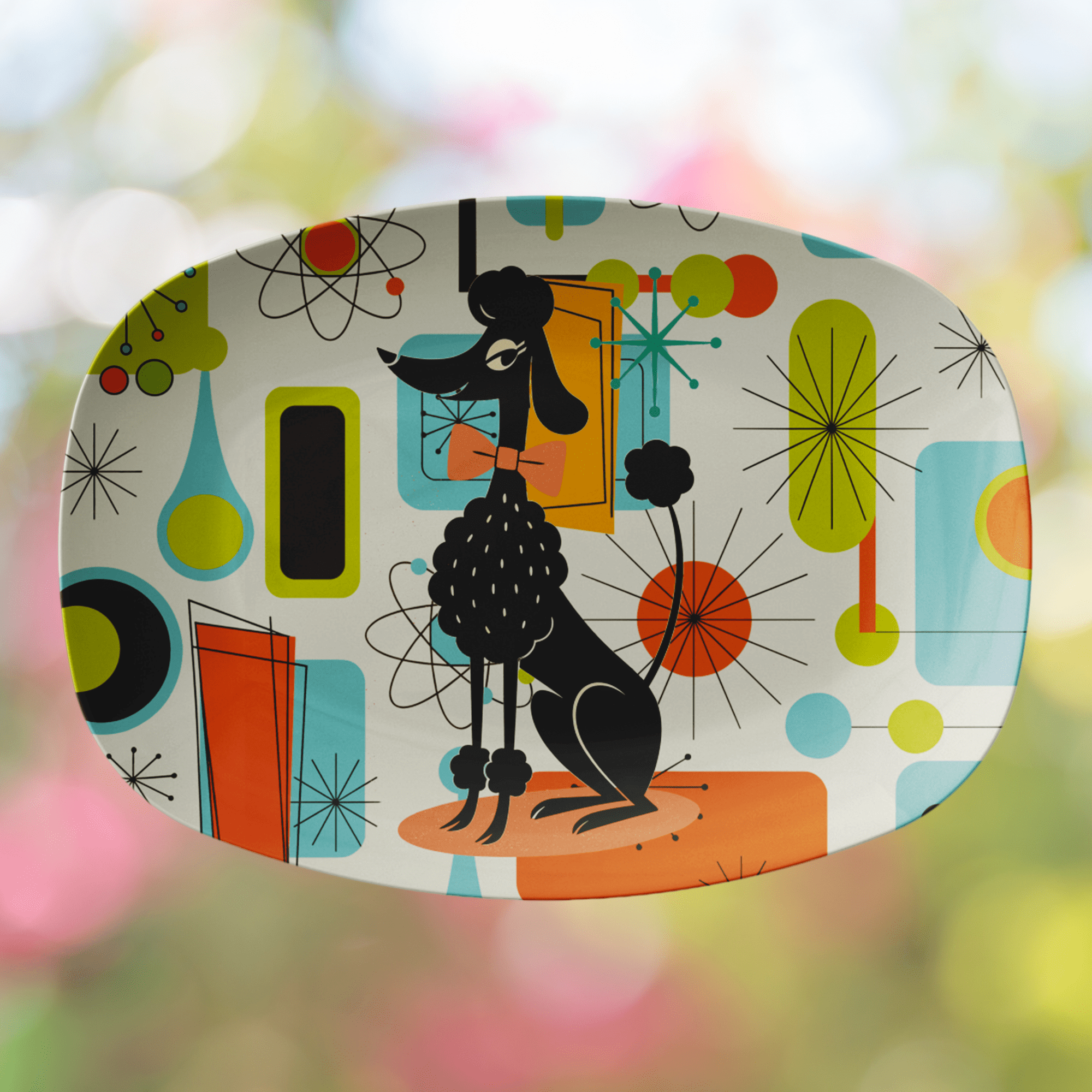Kate McEnroe New York Retro Poodle Mid Century Modern Platter, 50s Kitsch Serving DishServing PlattersDACHDOGPLT3