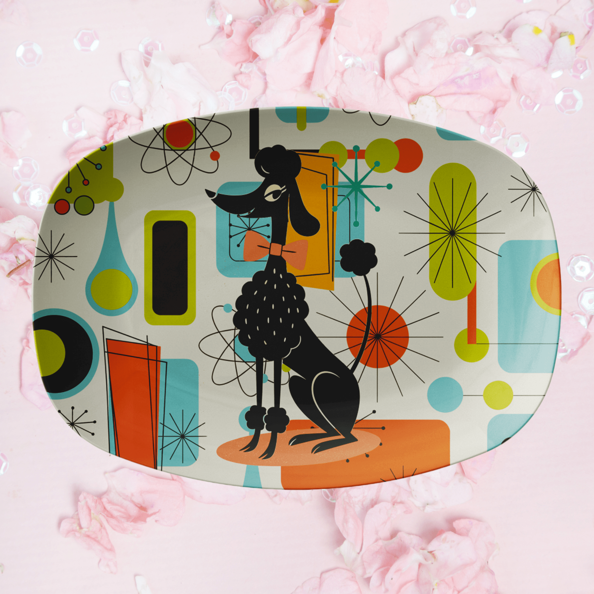 Kate McEnroe New York Retro Poodle Mid Century Modern Platter, 50s Kitsch Serving DishServing PlattersDACHDOGPLT3