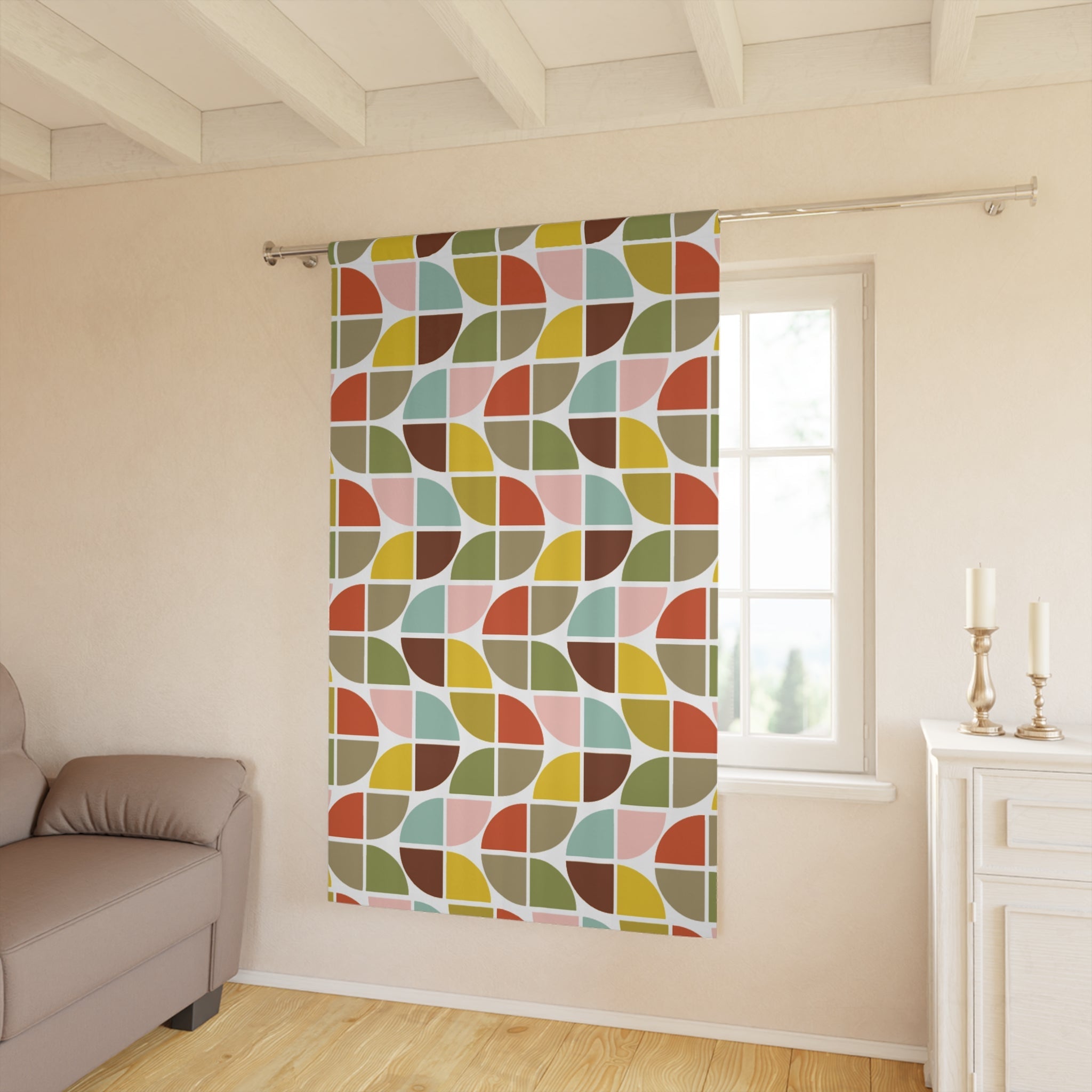 Kate McEnroe New York Retro Quarter Tile 70s Earth Tones Geometric Blackout CurtainWindow Curtains71102768490877666219