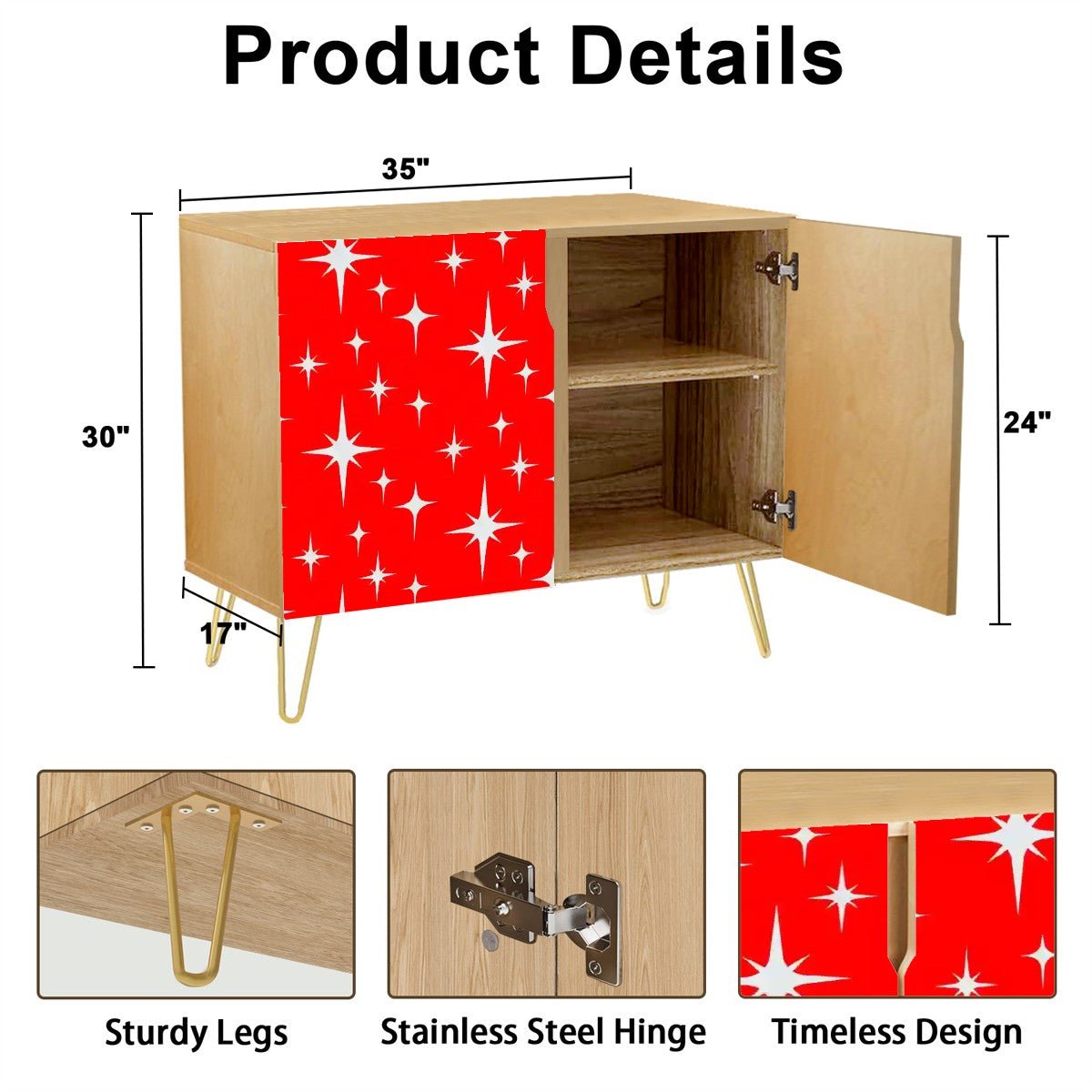 Kate McEnroe New York Retro Red Starburst Credenza, 50s Mid Century Modern Storage Cabinet, Vintage MCM Space Age SideboardStorage Cabinetsr1L6e9dgqF