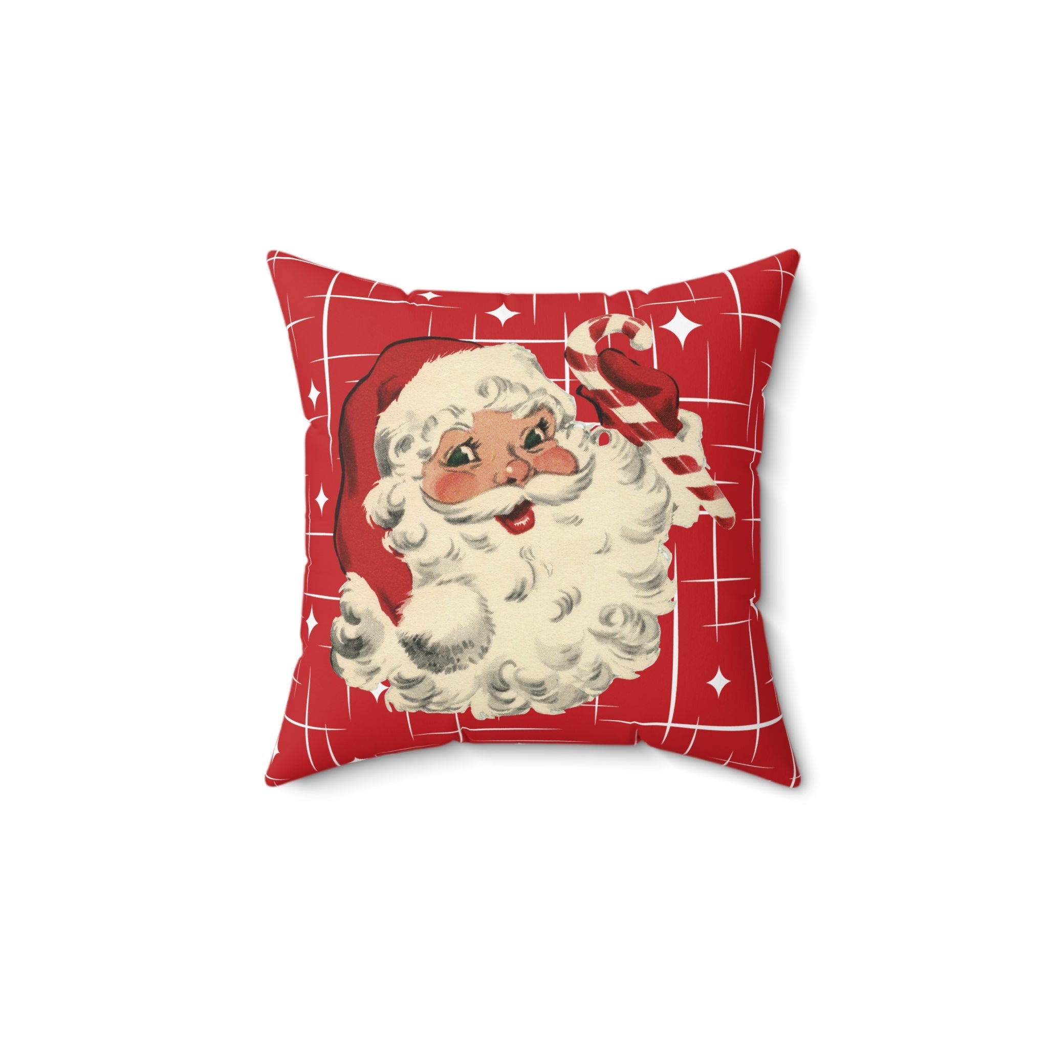 Kate McEnroe New York Retro Santa Christmas Throw Pillow, Mid Century Modern Starburst CushionHome Decor29066017373712228985