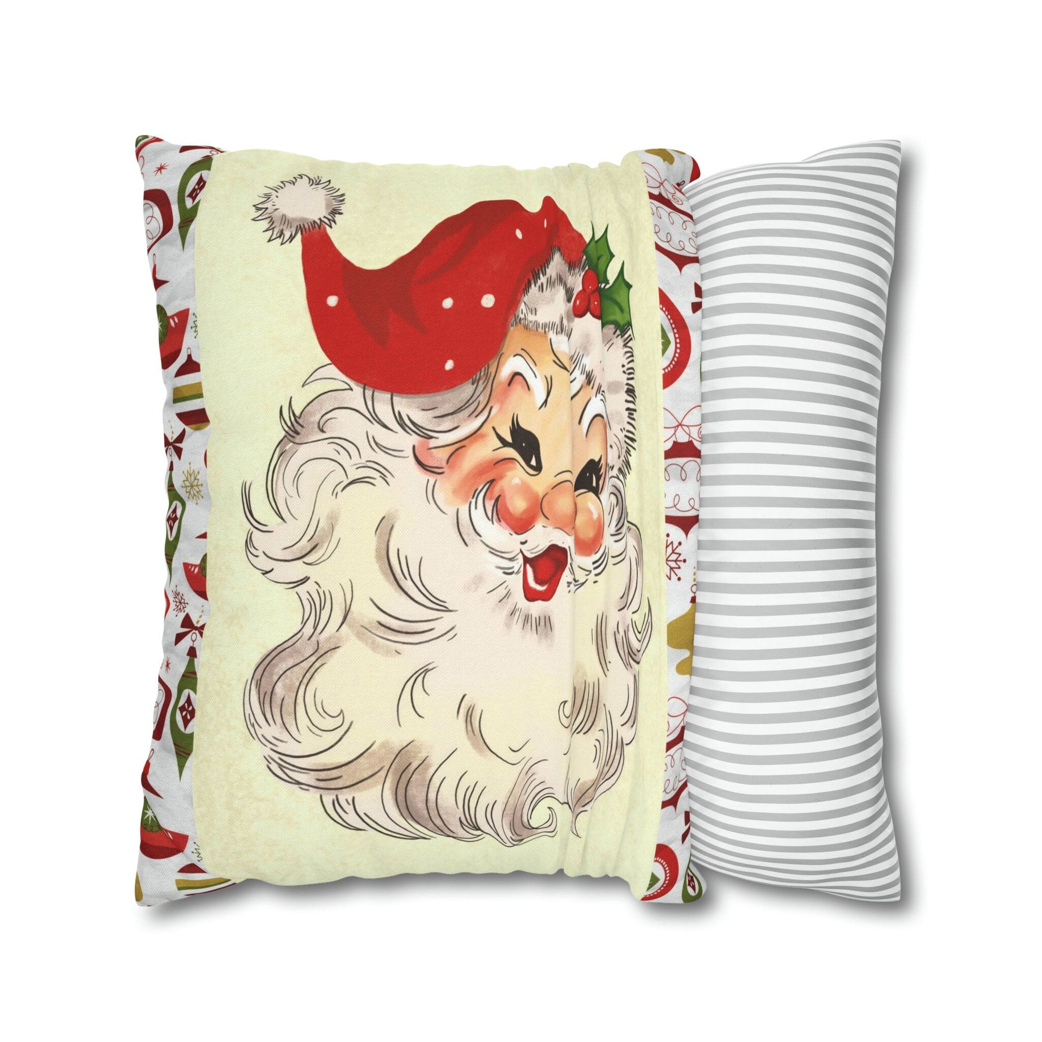 Kate McEnroe New York Retro Santa Pillow Cover, Mid Century Modern Christmas Ornaments Cushion Covers, MCM Pillow Case, Santa Holiday DecorThrow Pillow Covers10471400938932732283