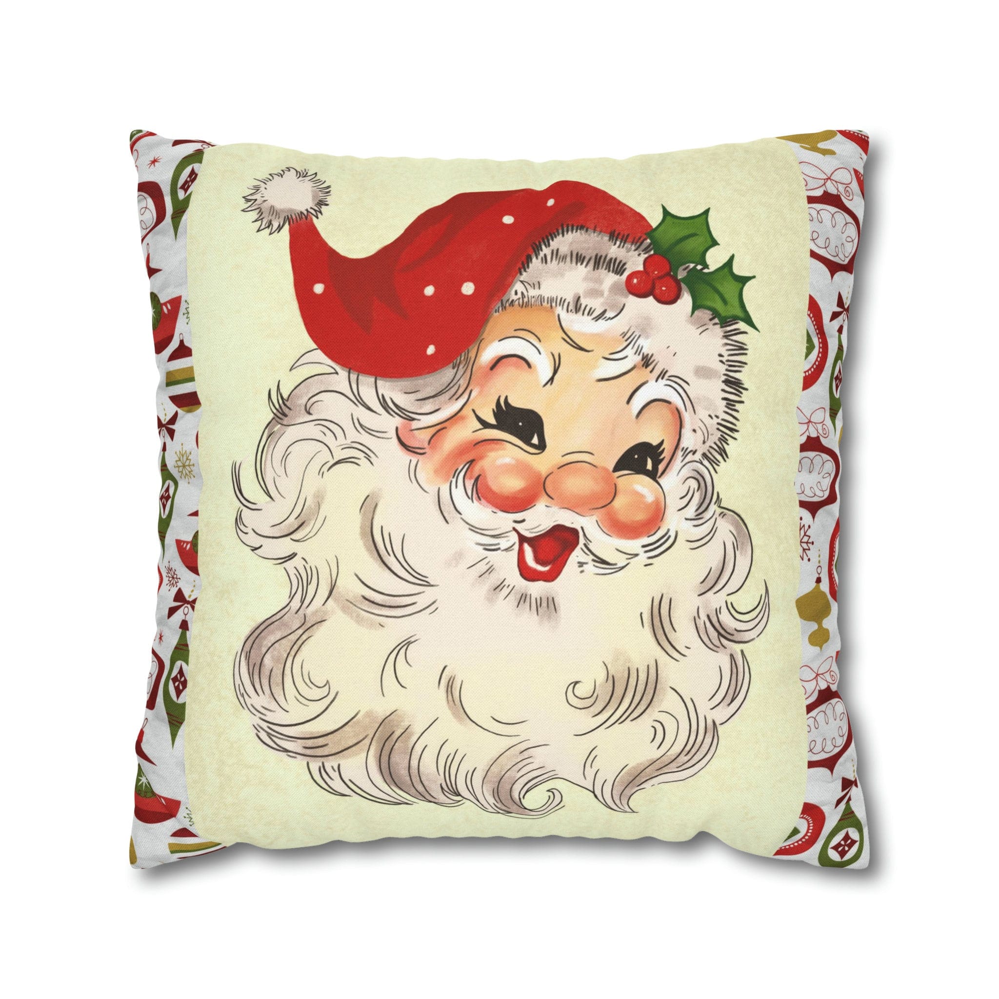 Kate McEnroe New York Retro Santa Pillow Cover, Mid Century Modern Christmas Ornaments Cushion Covers, MCM Pillow Case, Santa Holiday DecorThrow Pillow Covers10471400938932732283
