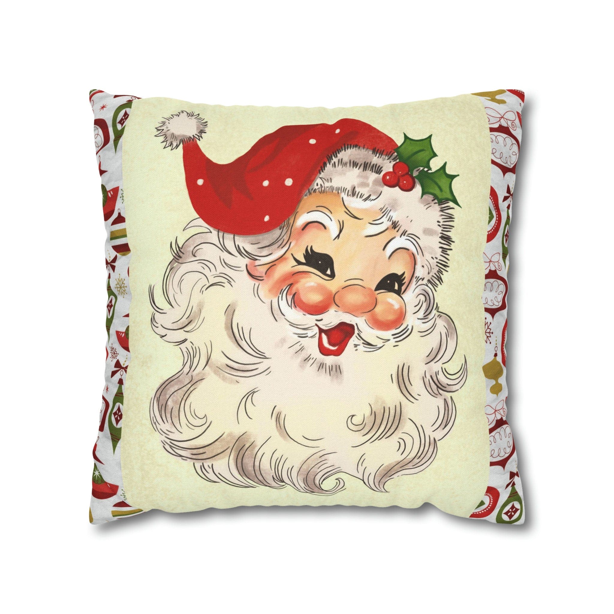 Kate McEnroe New York Retro Santa Pillow Cover, Mid Century Modern Christmas Ornaments Cushion Covers, MCM Pillow Case, Santa Holiday DecorThrow Pillow Covers10471400938932732283