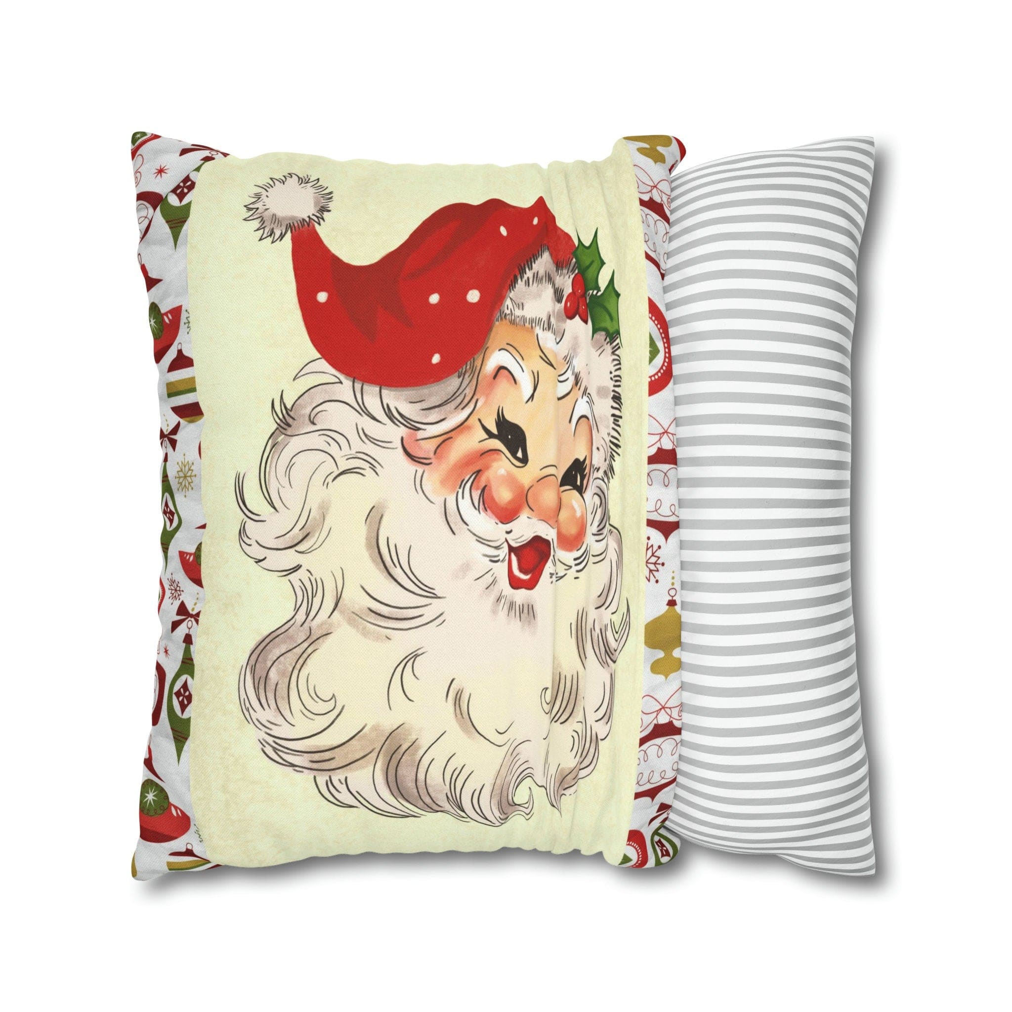 Kate McEnroe New York Retro Santa Pillow Cover, Mid Century Modern Christmas Ornaments Cushion Covers, MCM Pillow Case, Santa Holiday DecorThrow Pillow Covers10471400938932732283