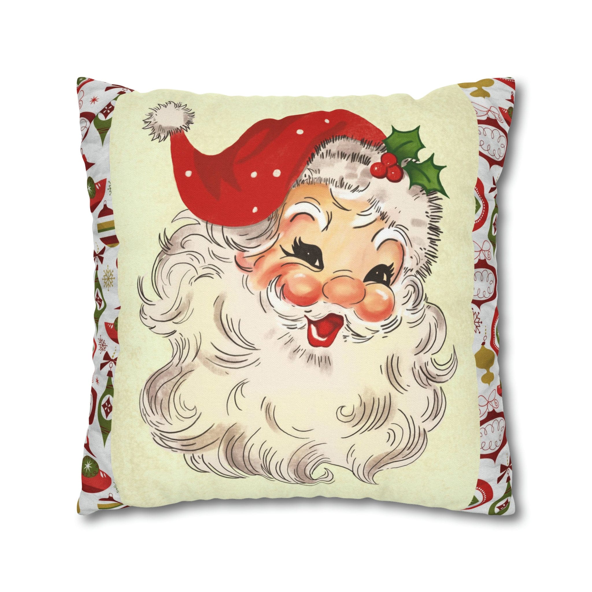 Kate McEnroe New York Retro Santa Pillow Cover, Mid Century Modern Christmas Ornaments Cushion Covers, MCM Pillow Case, Santa Holiday DecorThrow Pillow Covers10471400938932732283