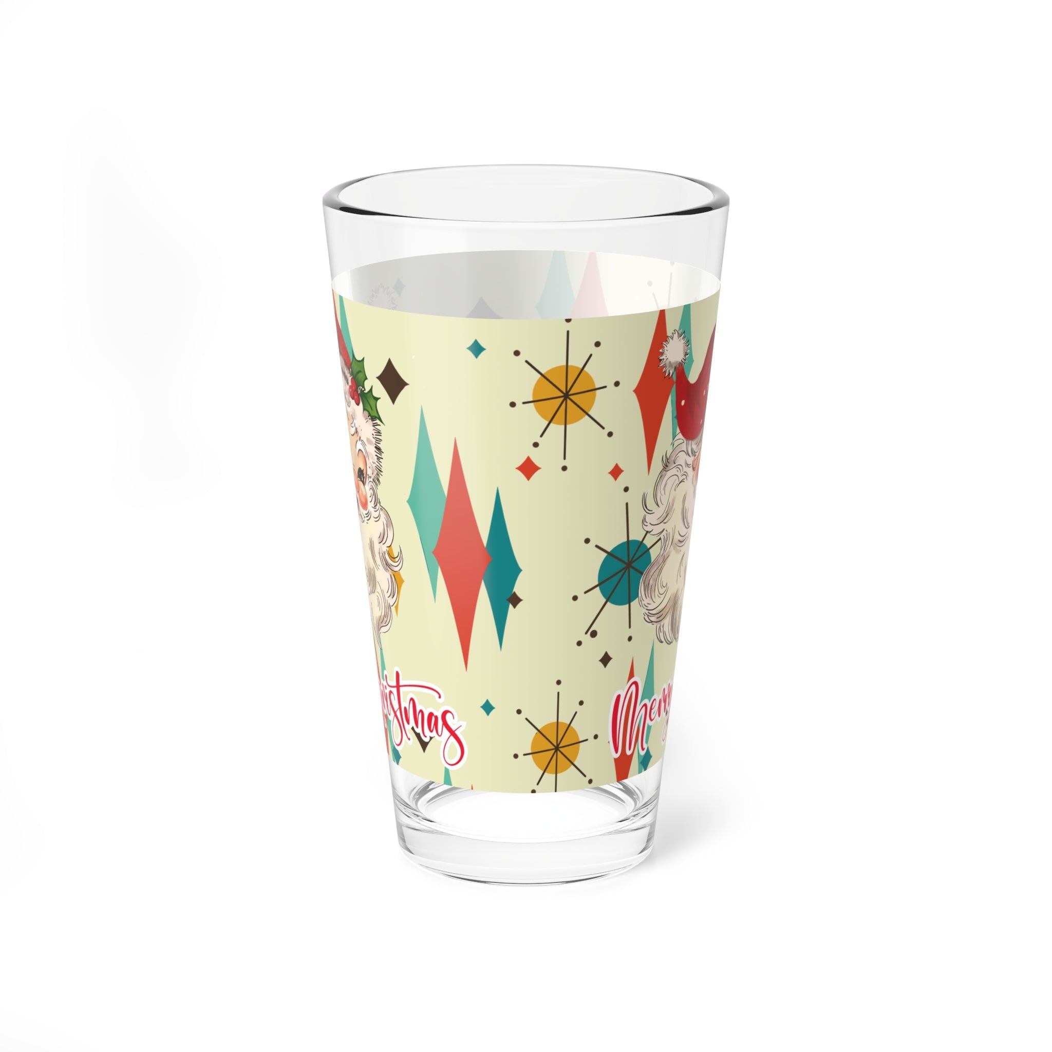 Kate McEnroe New York Retro Santa Pint Glass, Mid - Century Modern Holiday Barware, Vintage Christmas DrinkwarePint Glasses57931423760920567064