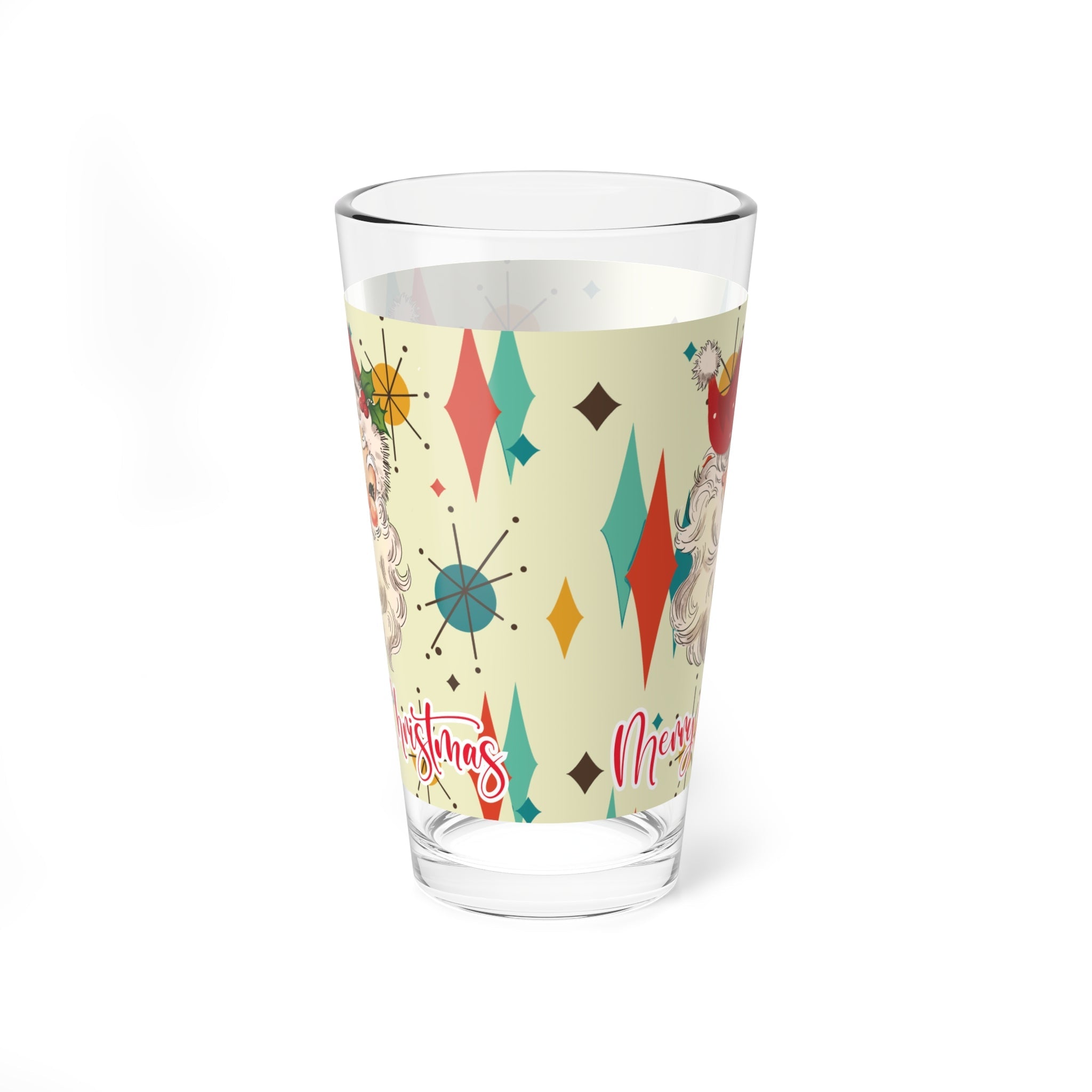 Kate McEnroe New York Retro Santa Pint Glass, Mid - Century Modern Holiday Barware, Vintage Christmas DrinkwarePint Glasses57931423760920567064