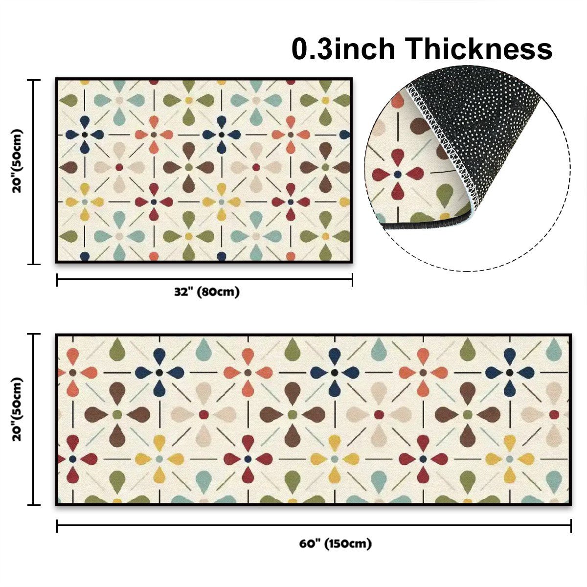 Kate McEnroe New York Retro Scandinavian Danish Modern Flower Mat Set, Mid Century Modern Kitchen Bath RugsKitchen Floor MatsigaBeyVx2o