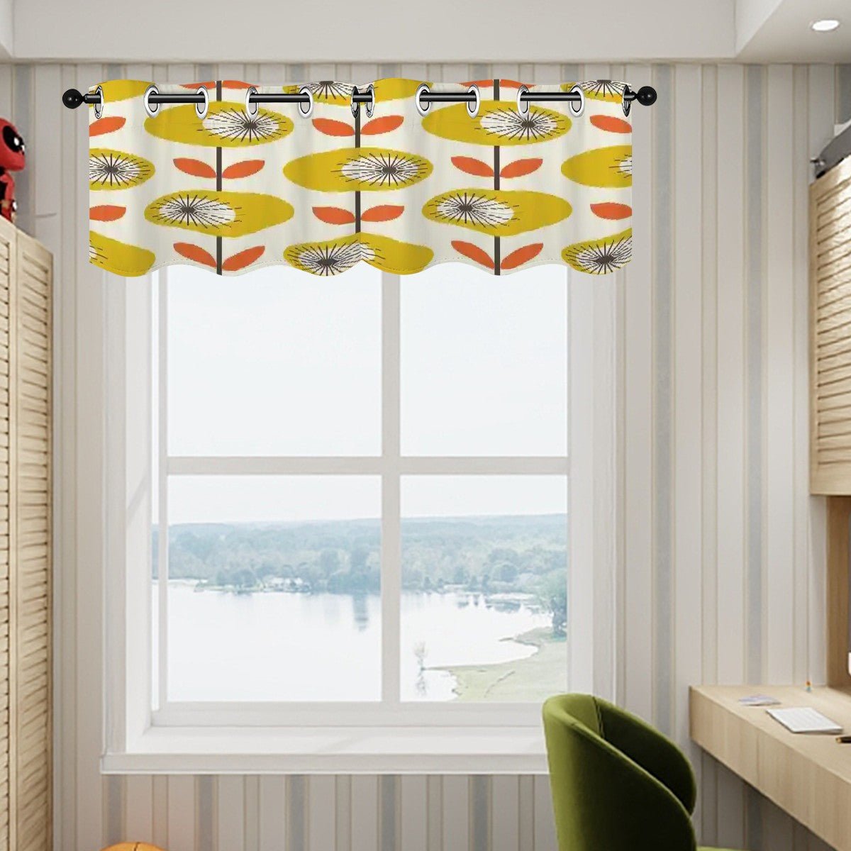 Kate McEnroe New York Retro Scandinavian Danish Modern Window Valance, Mid Century Modern Atomic Era Accent CurtainValancesx0LqpFlzGk