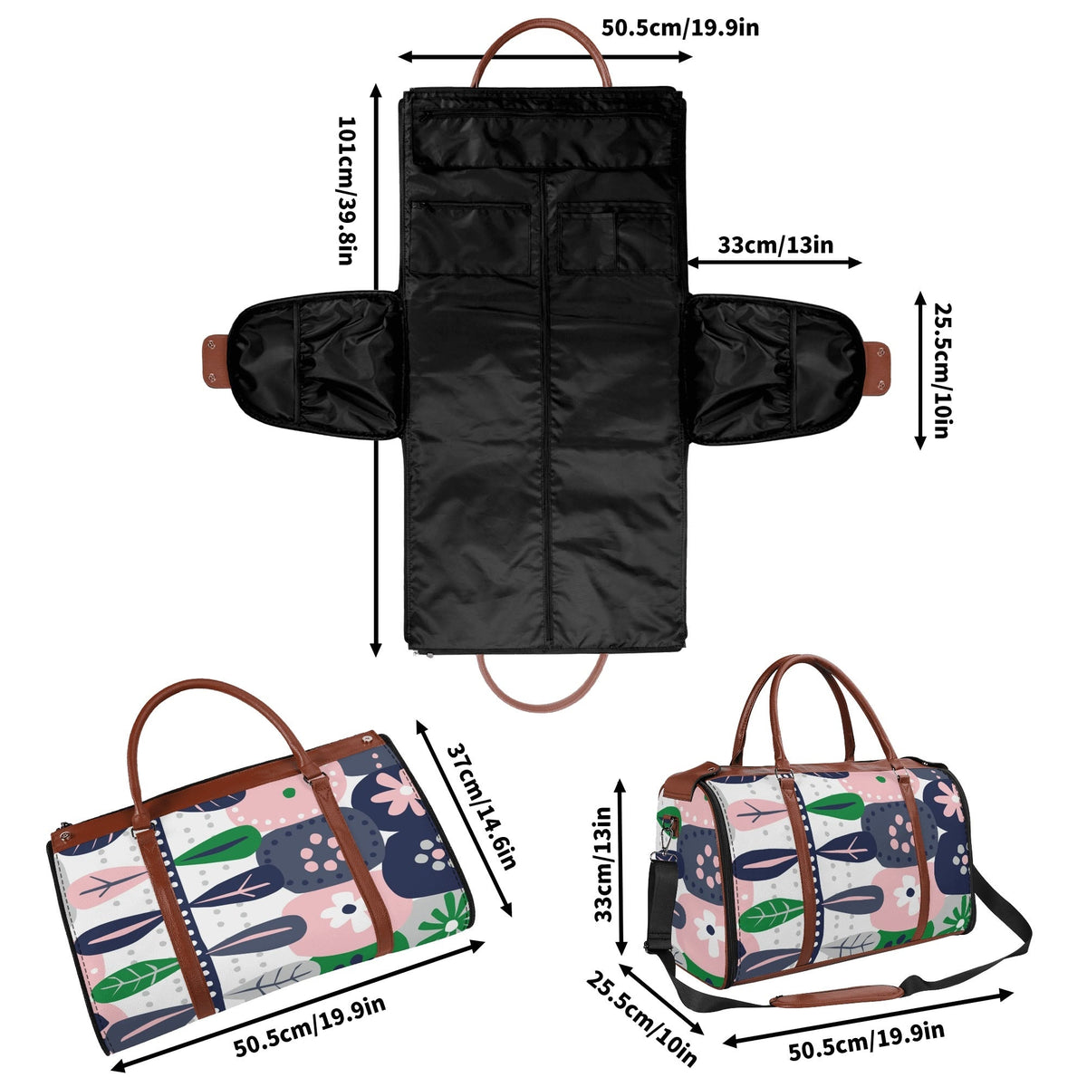 Kate McEnroe New York Retro Scandinavian Floral Duffel Bag, Mid Century Modern Foldable Weekender, Mod Carry - OnDuffel BagsNKQKK08N - 1