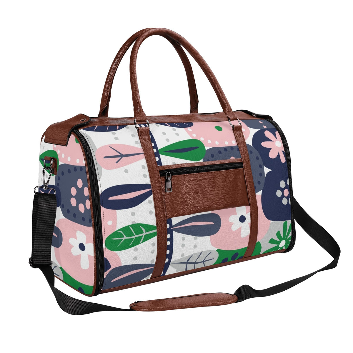 Kate McEnroe New York Retro Scandinavian Floral Duffel Bag, Mid Century Modern Foldable Weekender, Mod Carry - OnDuffel BagsNKQKK08N - 1