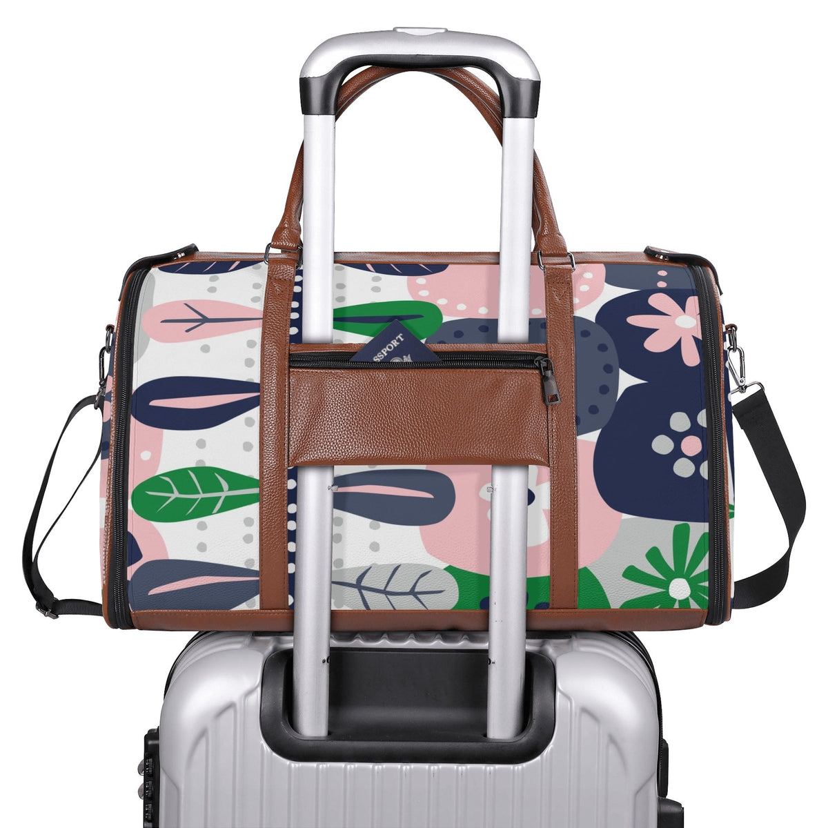 Kate McEnroe New York Retro Scandinavian Floral Duffel Bag, Mid Century Modern Foldable Weekender, Mod Carry - OnDuffel BagsNKQKK08N - 1