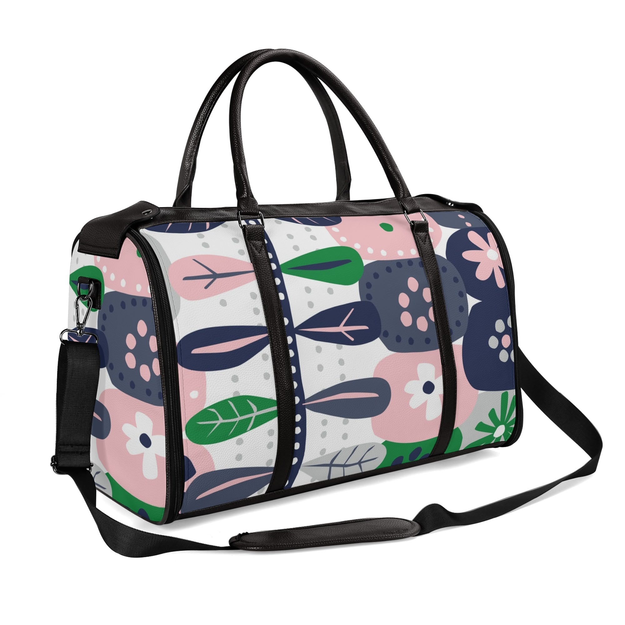 Kate McEnroe New York Retro Scandinavian Floral Duffel Bag, Mid Century Modern Foldable Weekender, Mod Carry - OnDuffel BagsNKQKK08N - 2