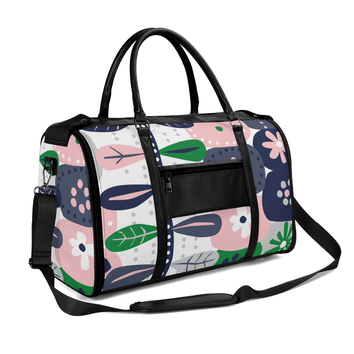 Kate McEnroe New York Retro Scandinavian Floral Duffel Bag, Mid Century Modern Foldable Weekender, Mod Carry - OnDuffel BagsNKQKK08N - 2