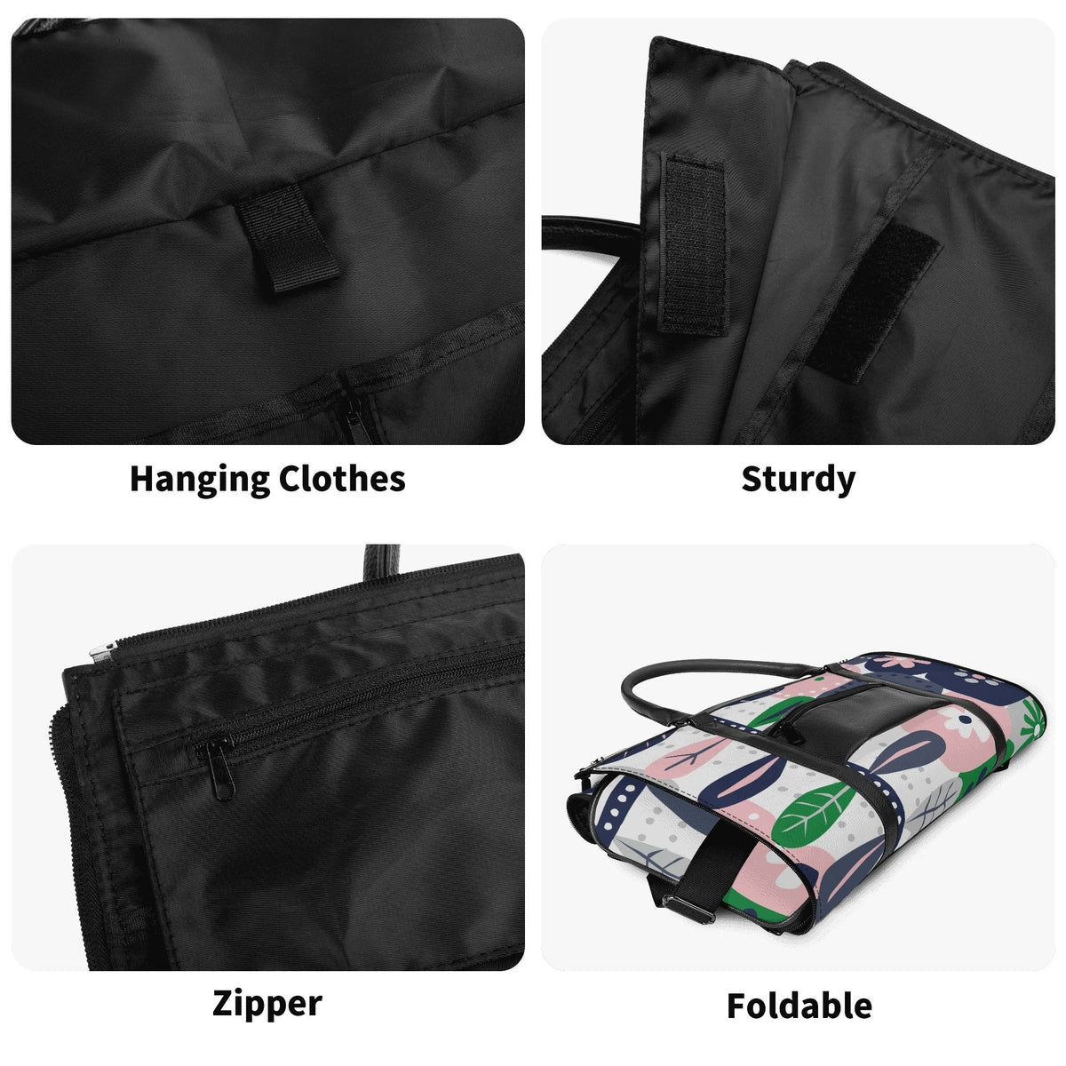 Kate McEnroe New York Retro Scandinavian Floral Duffel Bag, Mid Century Modern Foldable Weekender, Mod Carry - OnDuffel BagsNKQKK08N - 2