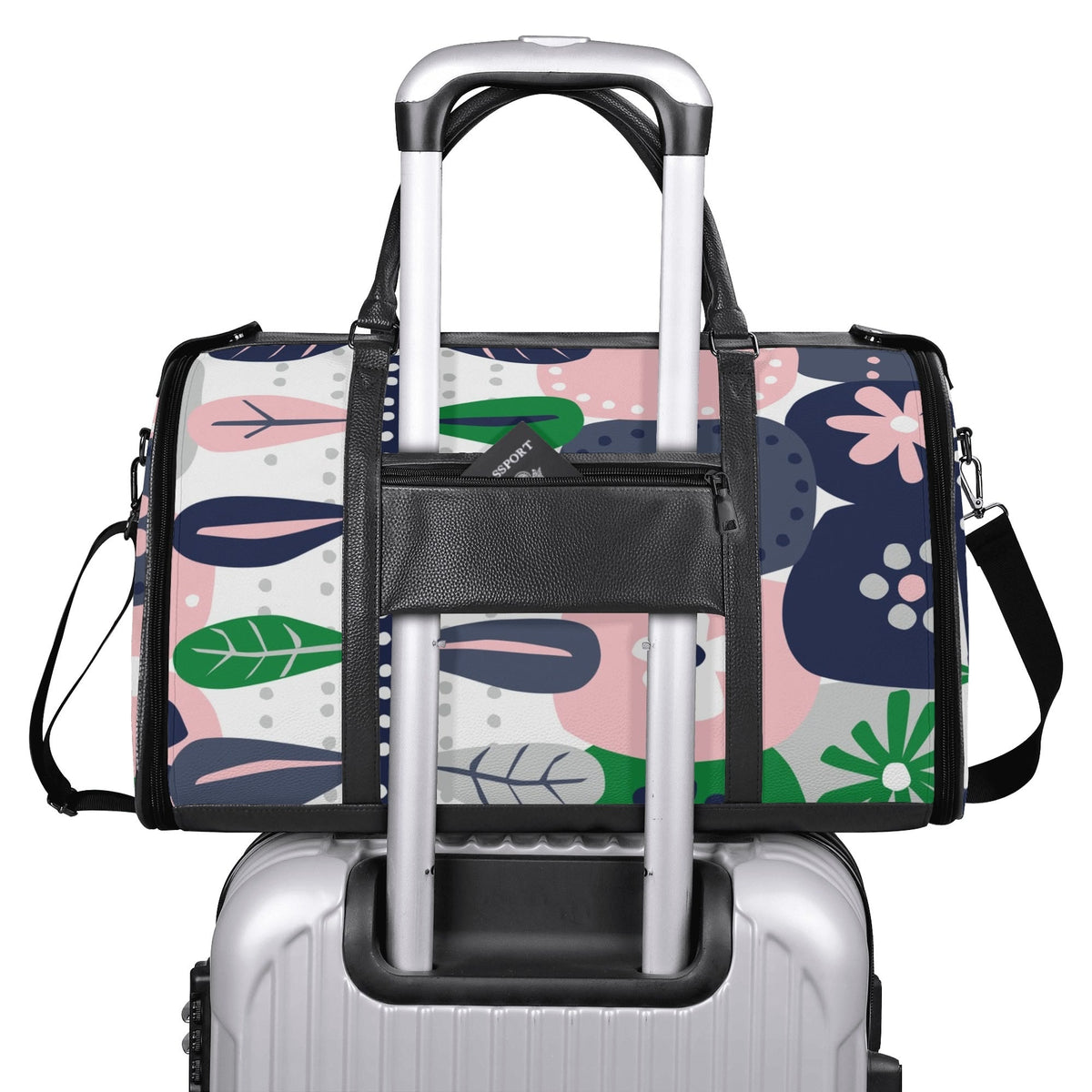 Kate McEnroe New York Retro Scandinavian Floral Duffel Bag, Mid Century Modern Foldable Weekender, Mod Carry - OnDuffel BagsNKQKK08N - 2