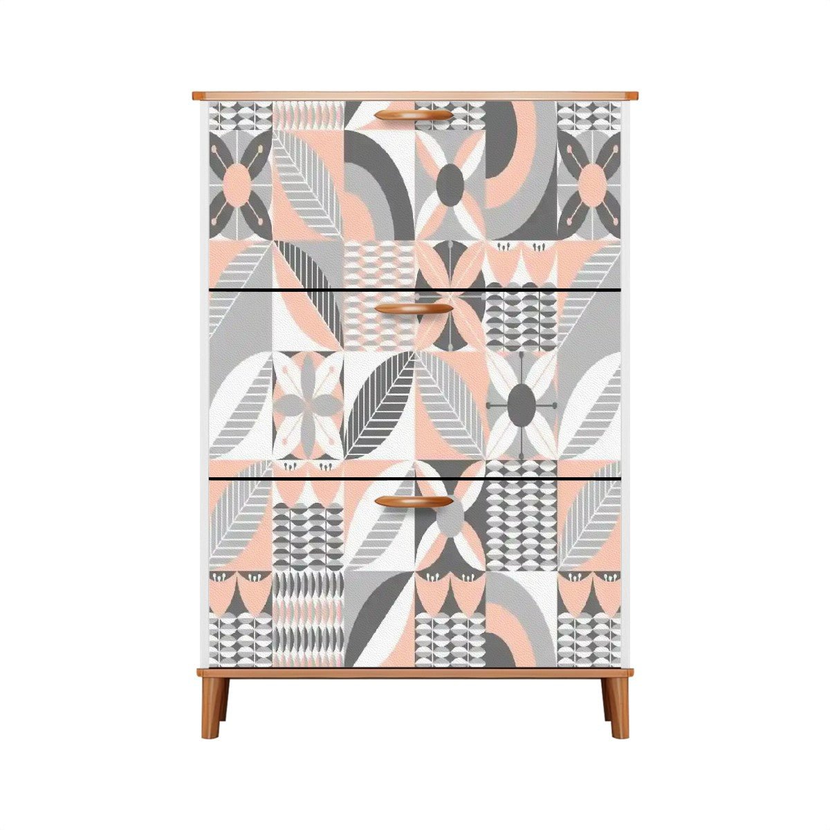 Kate McEnroe New York Retro Scandinavian Floral Shoe Cabinet, Mid Century Modern Storage Furniture, Danish Modern AccentShoe StorageDLOpPELCRV