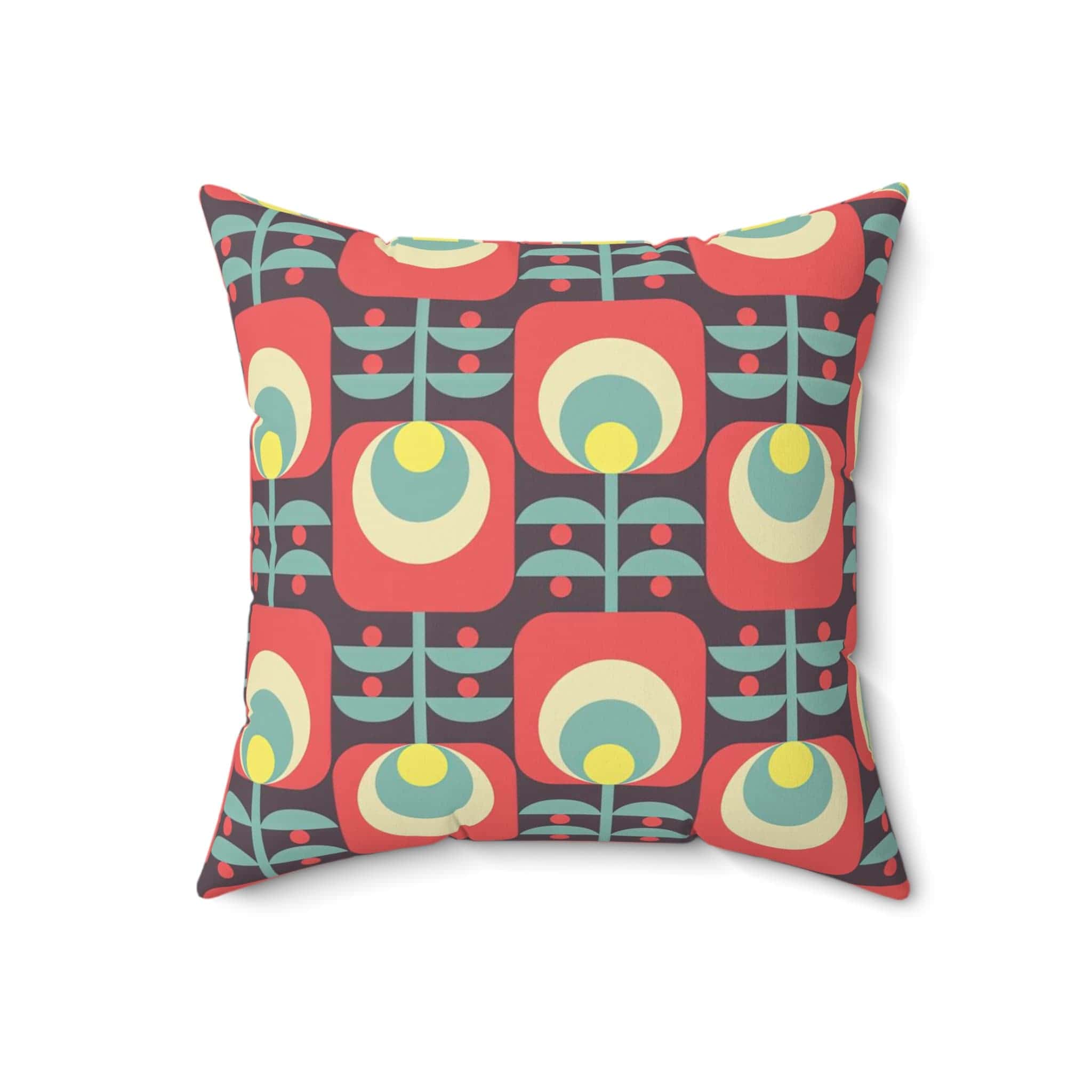 Kate McEnroe New York Retro Scandinavian Floral Throw Pillow, MCM Danish Geometric Abstract Accent Pillow, Living Room, Bedroom Decor - 131182623Throw Pillows26626830775110760278