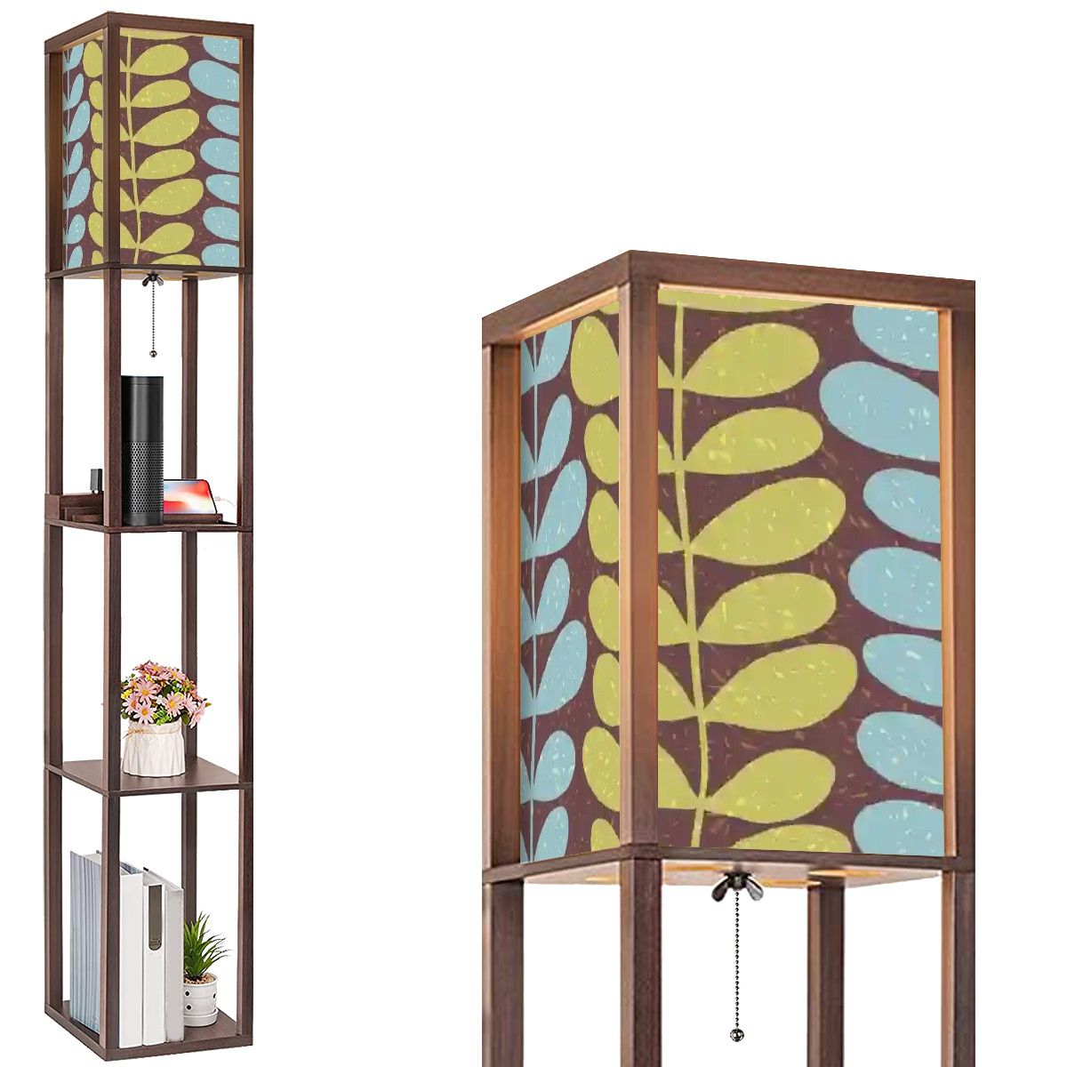Kate McEnroe New York Retro Scandinavian Hygge Floral Floor Lamp With Shelves, Mid Century Modern Danish Modern LightingShelf LightingcZSVe94oz7