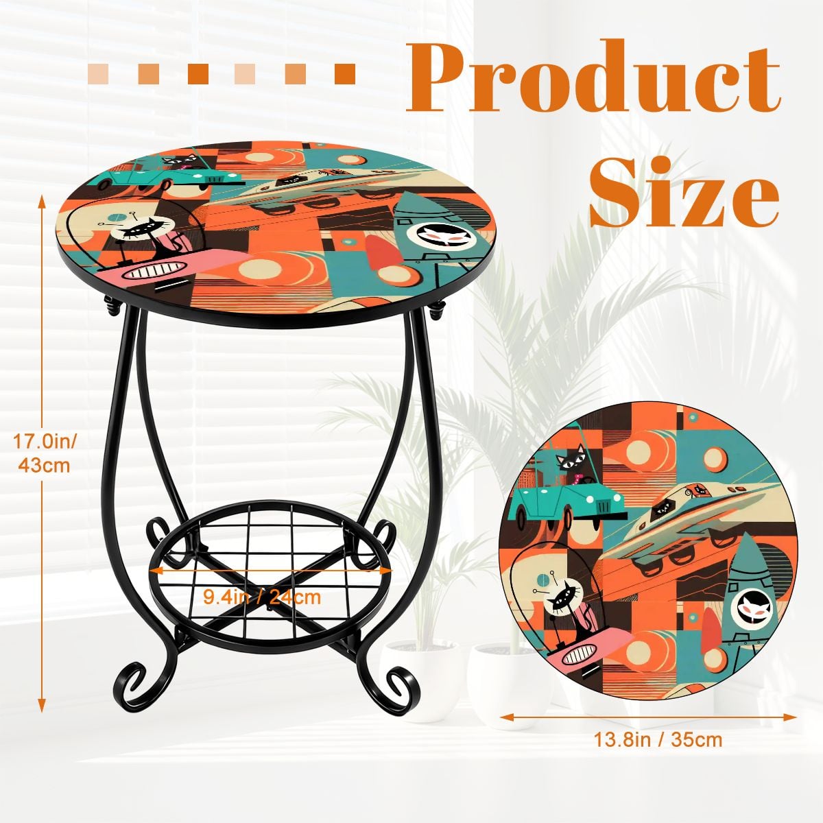 Kate McEnroe New York Retro Sputnik Atomic Cat Mid Century Modern Outdoor Patio Side Tableoutdoor side tableNPrTKa6Iag