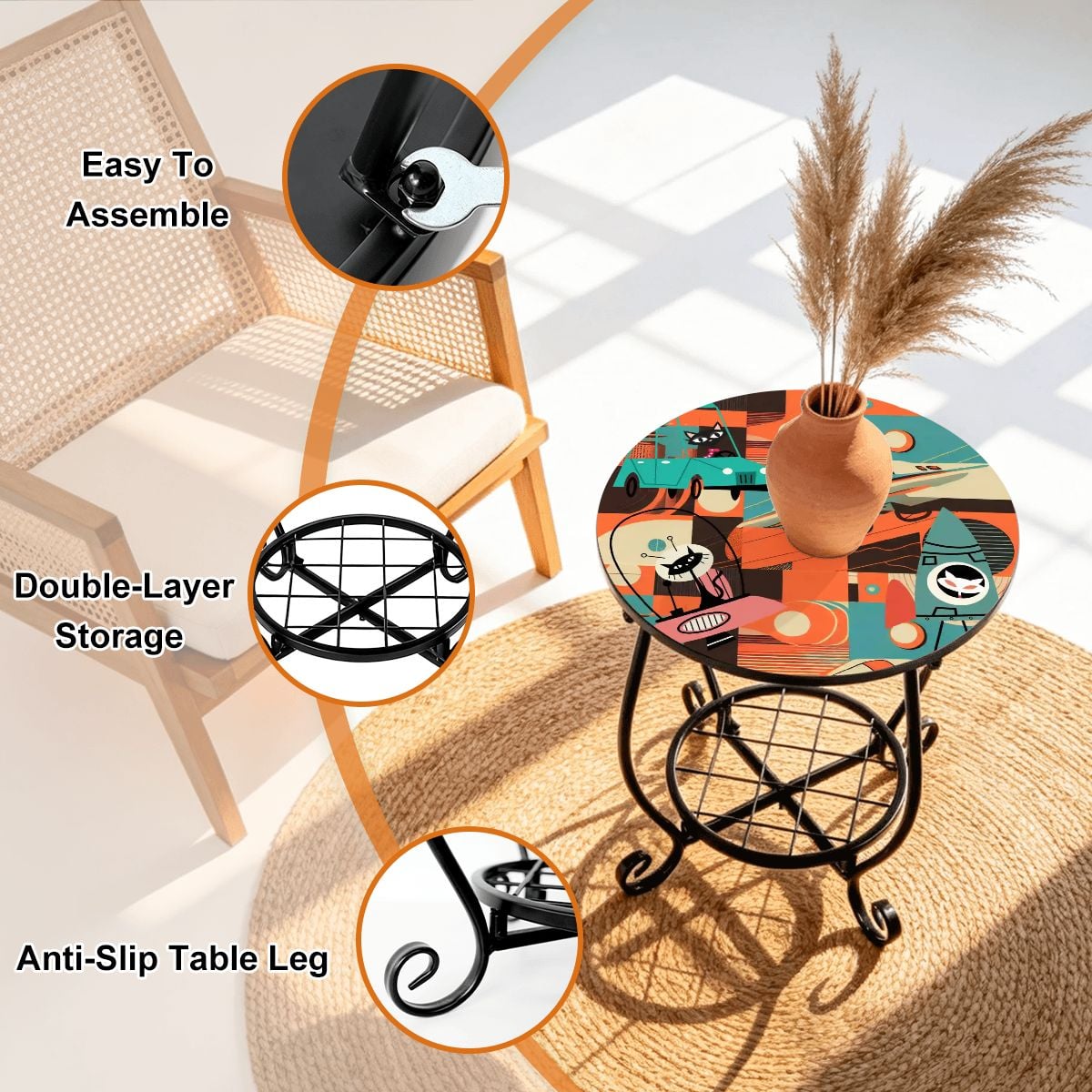 Kate McEnroe New York Retro Sputnik Atomic Cat Mid Century Modern Outdoor Patio Side Tableoutdoor side tableNPrTKa6Iag