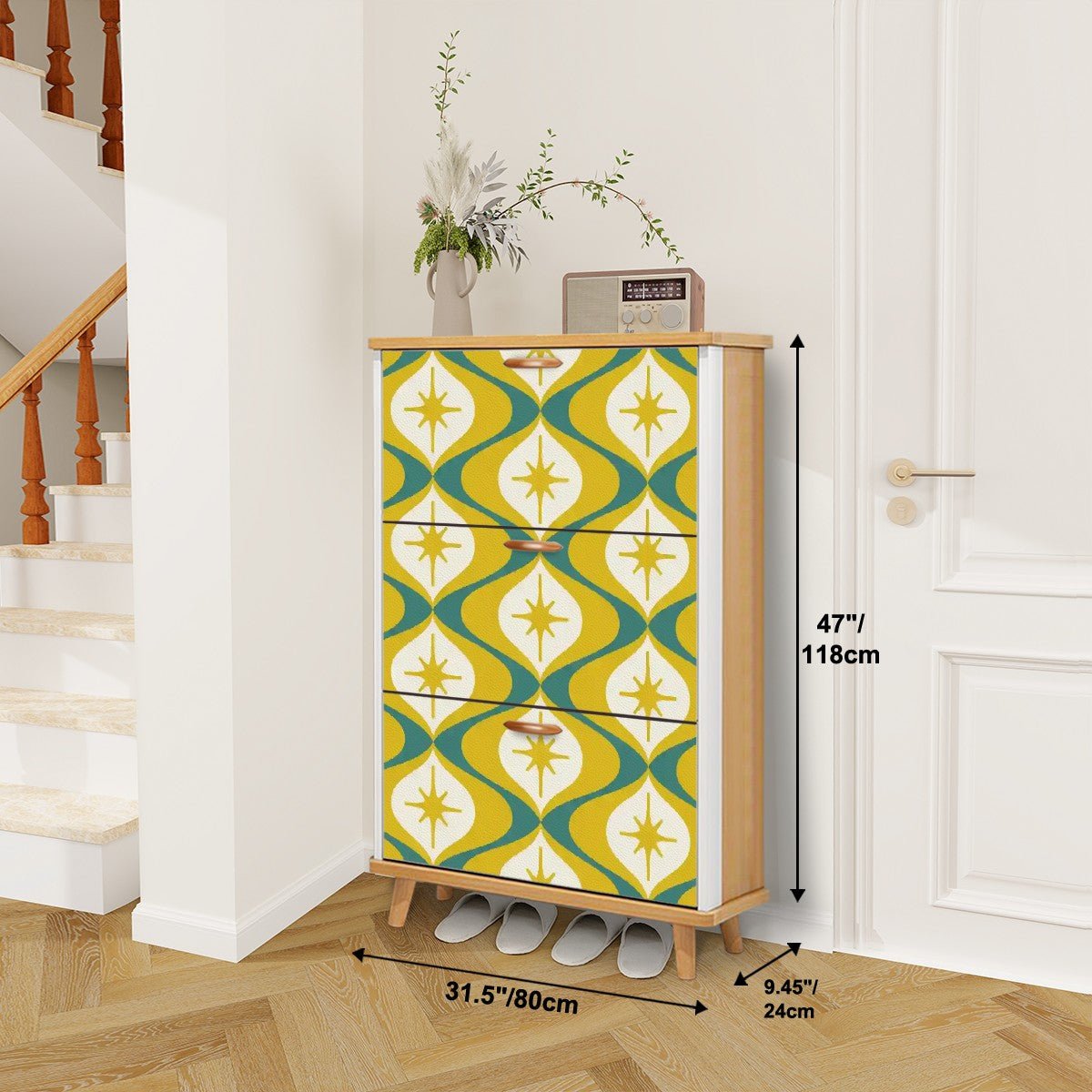 Kate McEnroe New York Retro Starburst Boomerang Shoe Cabinet, Mid Century Modern Storage AccentShoe Storage6CvAlNh3hY