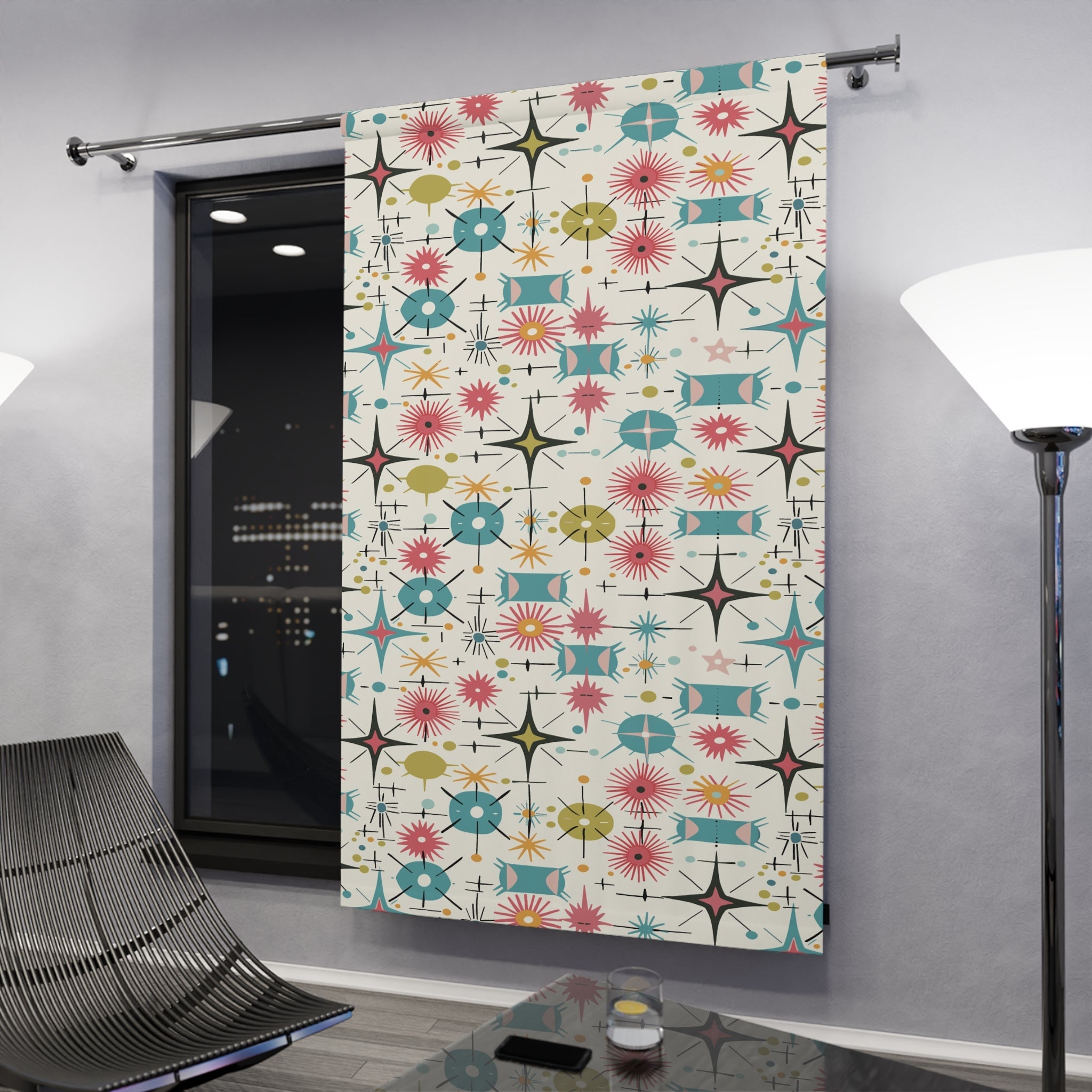 Kate McEnroe New York Retro Starburst Diamond 1950s Googie Window CurtainsWindow Curtains96378627601125676057