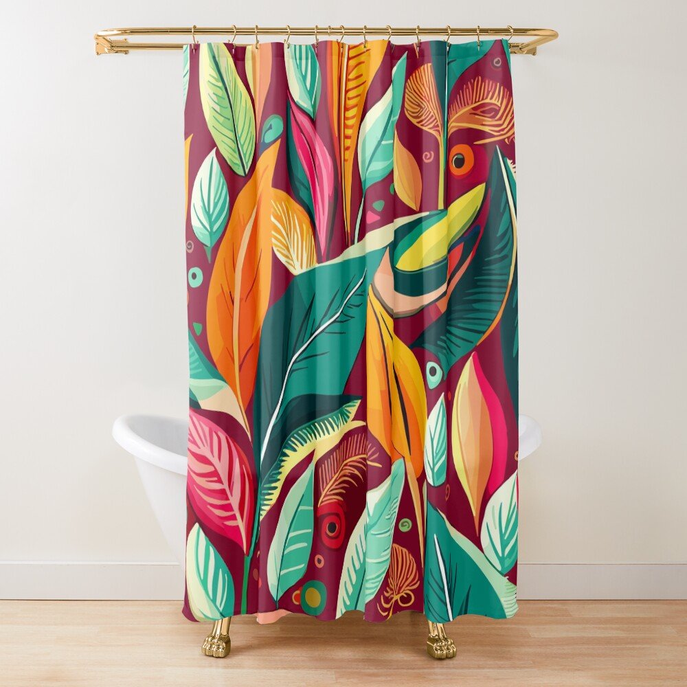 Kate McEnroe New York Retro Tropical Botanical Mid Century Bohemian Shower CurtainShower Curtains61196706304015001437