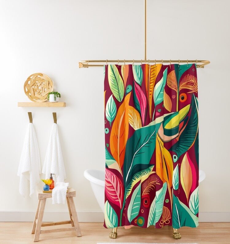 Kate McEnroe New York Retro Tropical Botanical Mid Century Bohemian Shower CurtainShower Curtains61196706304015001437