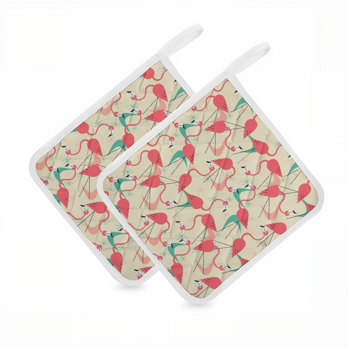Kate McEnroe New York Retro Tropical Mid Century Modern Flamingo Quilted Pot Holder Setpot holder1ORD8AzctB