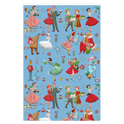 Kate McEnroe New York Retro Vintage 1950s Christmas Wrapping Paper, Mid Century Modern Retro Green, Red, Women, Ladies, Housewives Holiday Gift Wrap Seasonal &amp; Holiday Decorations